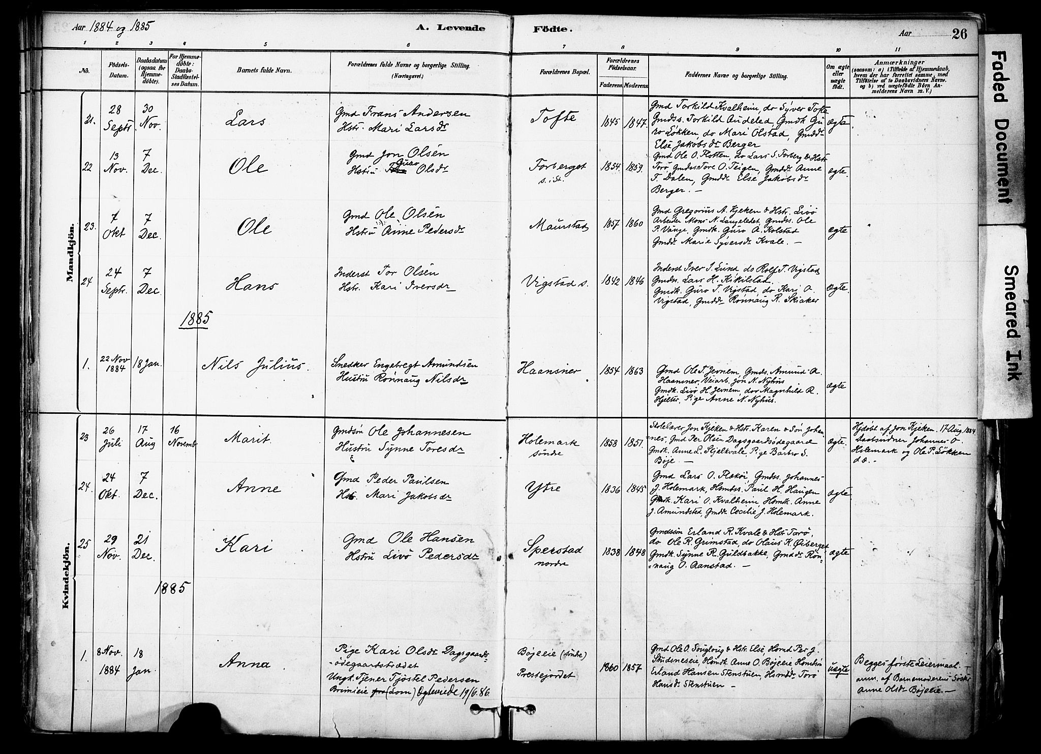 Skjåk prestekontor, SAH/PREST-072/H/Ha/Haa/L0003: Parish register (official) no. 3, 1880-1907, p. 26