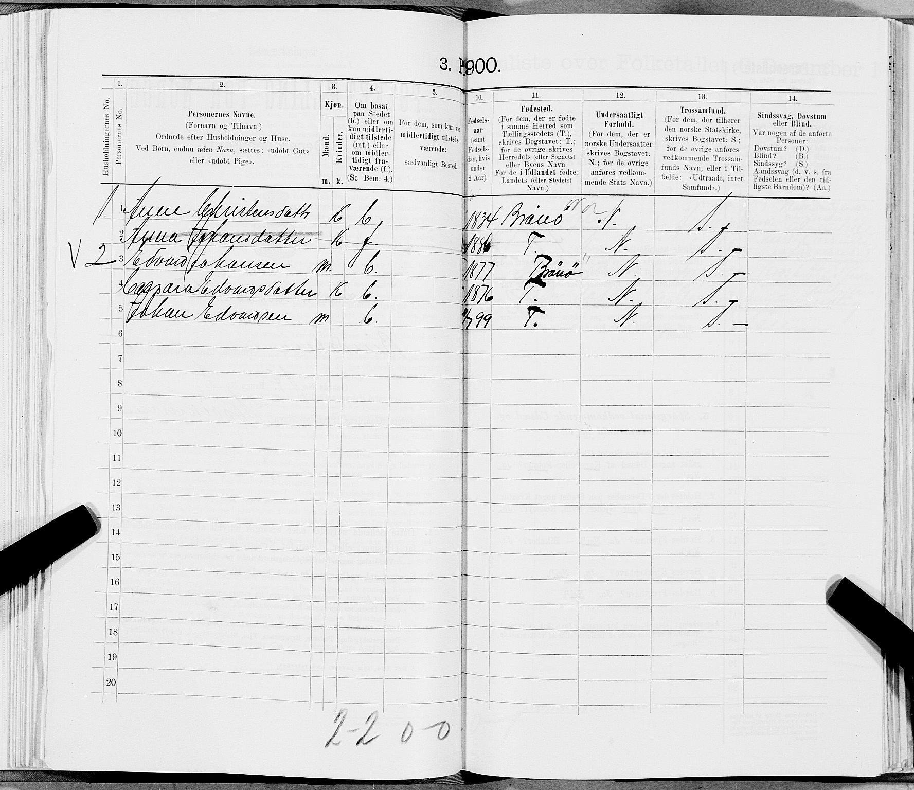 SAT, 1900 census for Bindal, 1900, p. 844