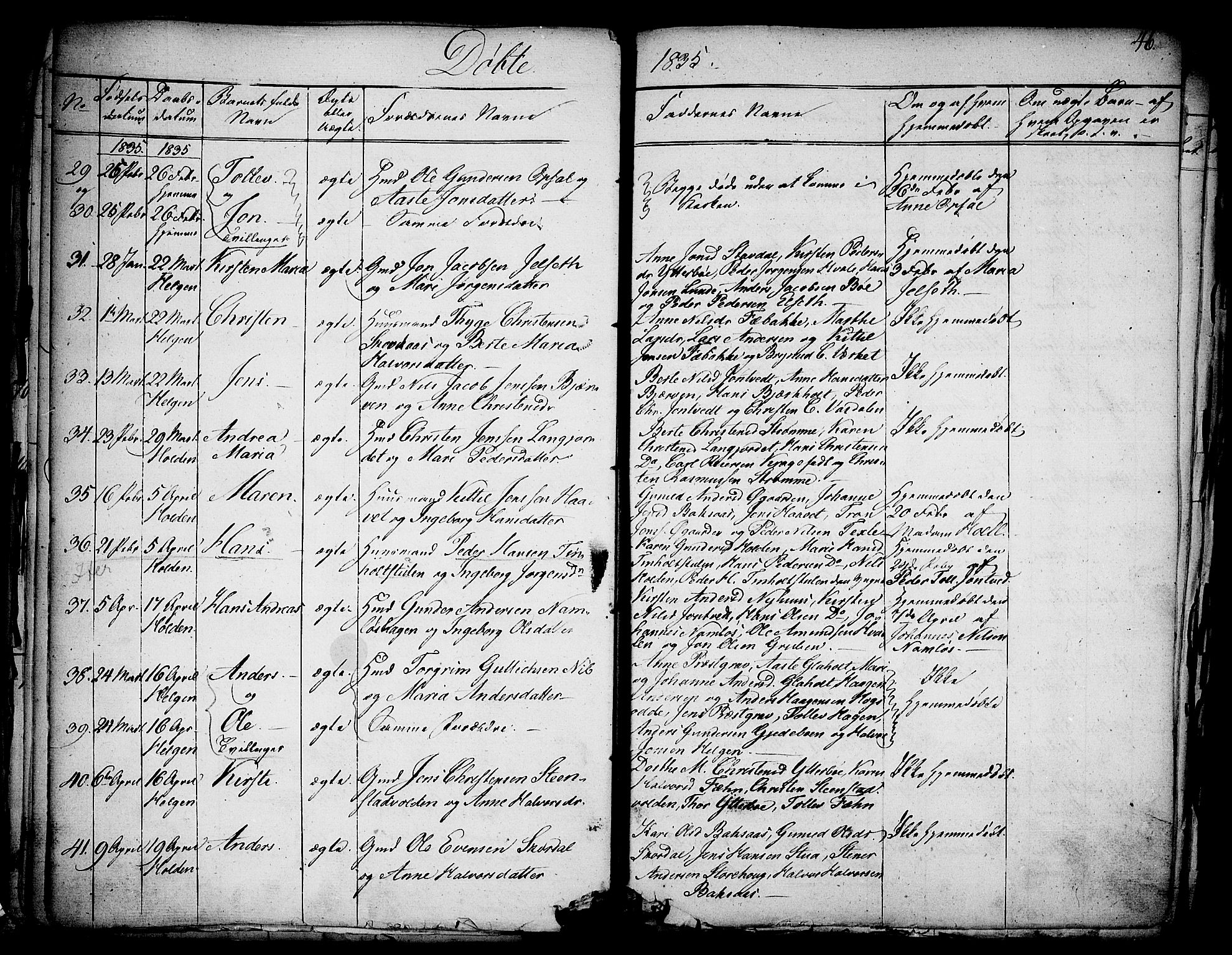 Holla kirkebøker, SAKO/A-272/F/Fa/L0004: Parish register (official) no. 4, 1830-1848, p. 46