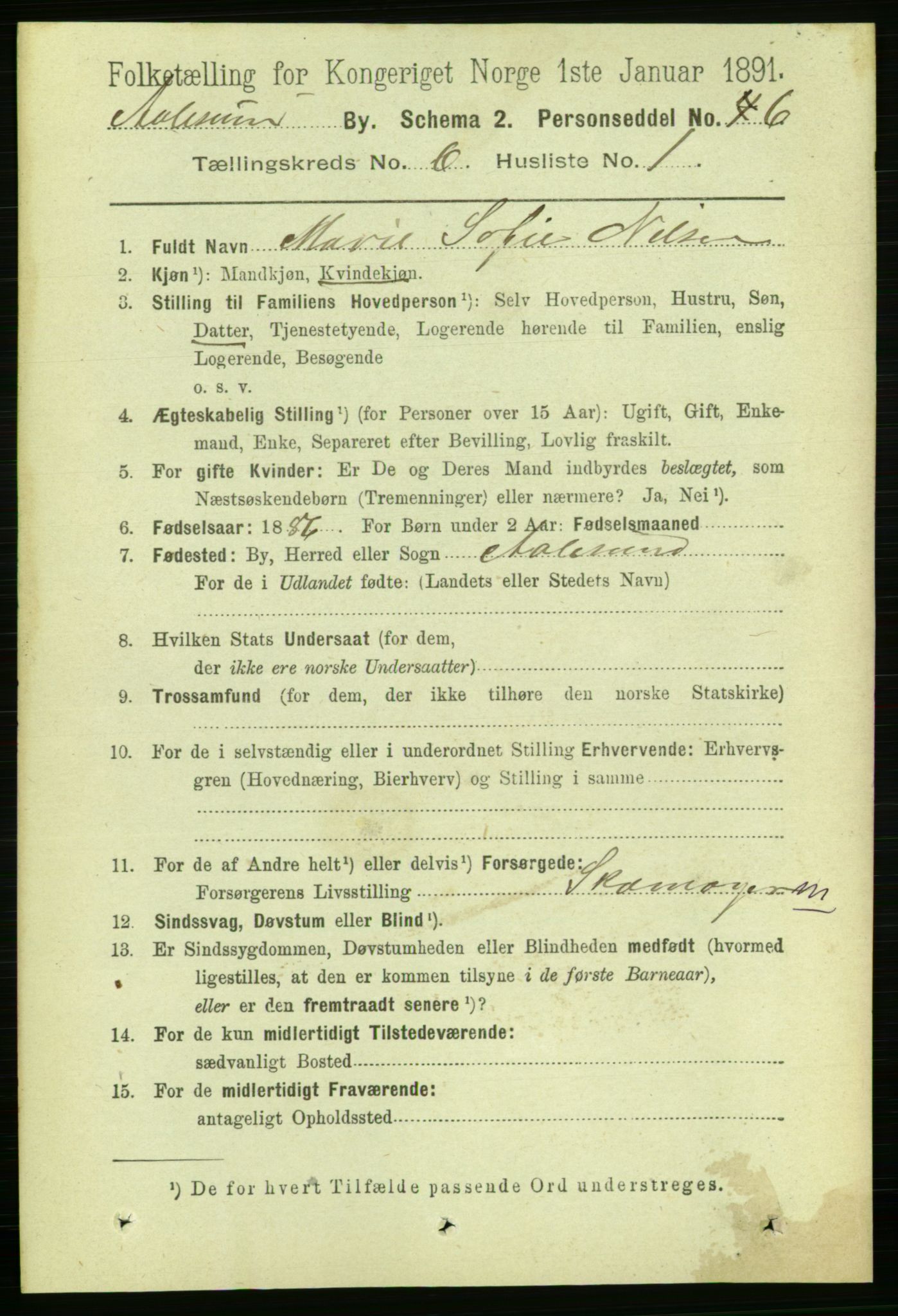 RA, 1891 census for 1501 Ålesund, 1891, p. 4354