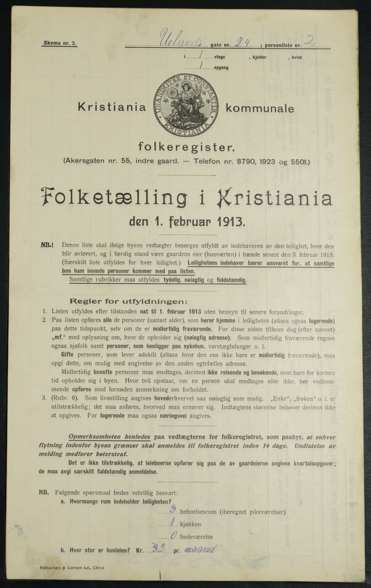 OBA, Municipal Census 1913 for Kristiania, 1913, p. 118644