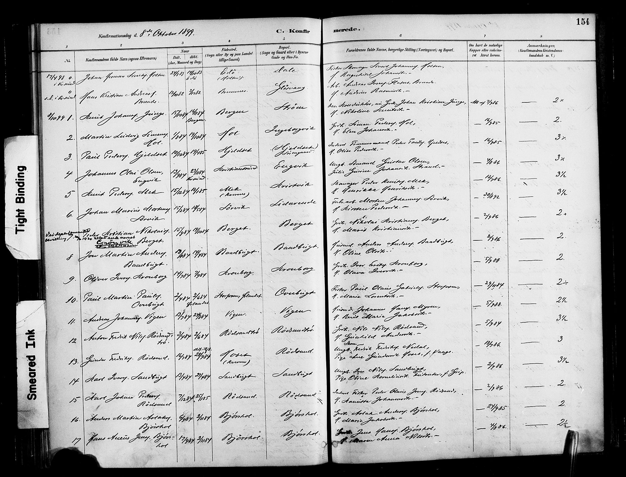 Ministerialprotokoller, klokkerbøker og fødselsregistre - Møre og Romsdal, AV/SAT-A-1454/569/L0819: Parish register (official) no. 569A05, 1885-1899, p. 154