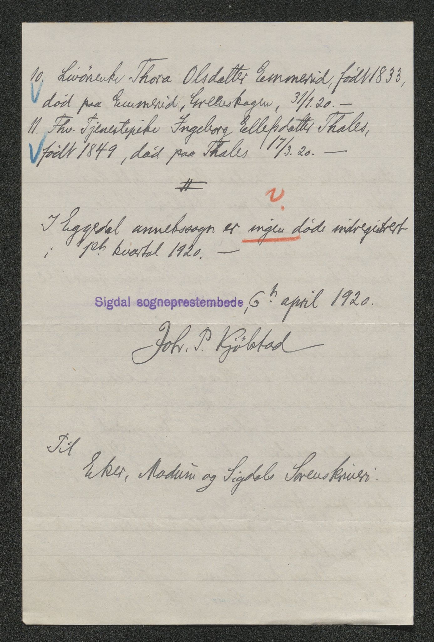 Eiker, Modum og Sigdal sorenskriveri, SAKO/A-123/H/Ha/Hab/L0040: Dødsfallsmeldinger, 1920-1921, p. 478
