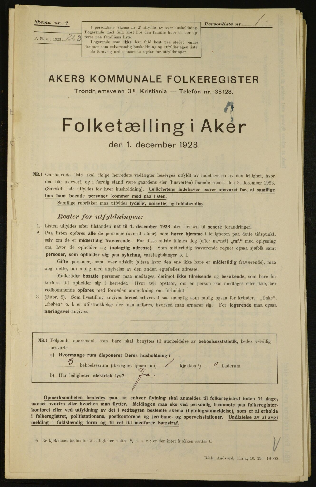 , Municipal Census 1923 for Aker, 1923, p. 23924