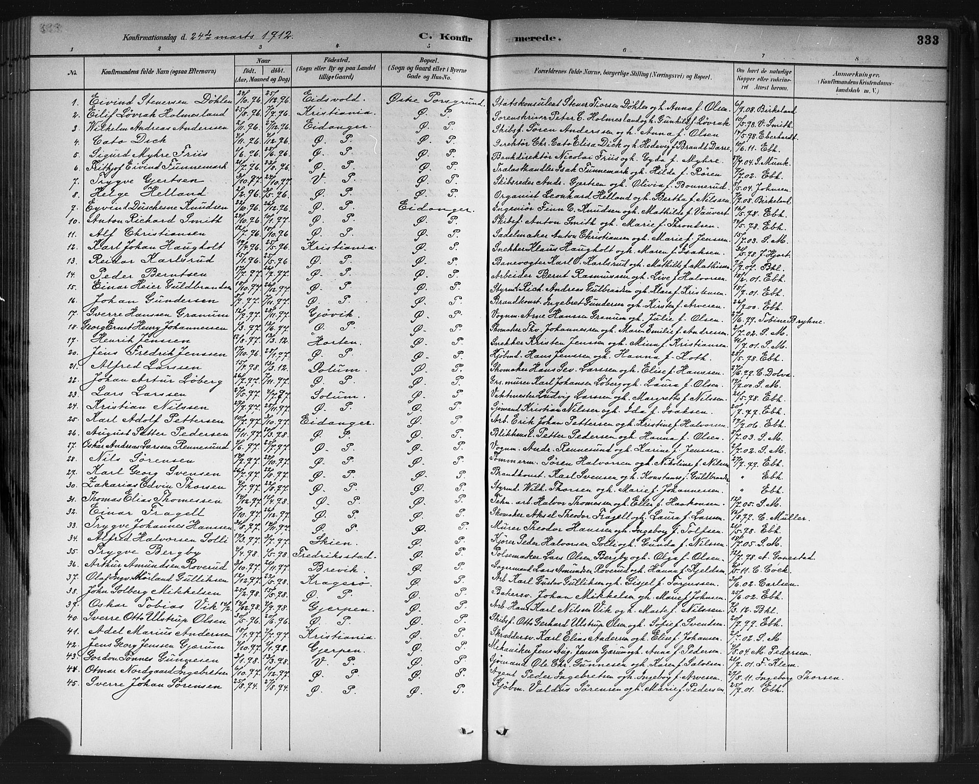 Porsgrunn kirkebøker , SAKO/A-104/G/Gb/L0005: Parish register (copy) no. II 5, 1883-1915, p. 333