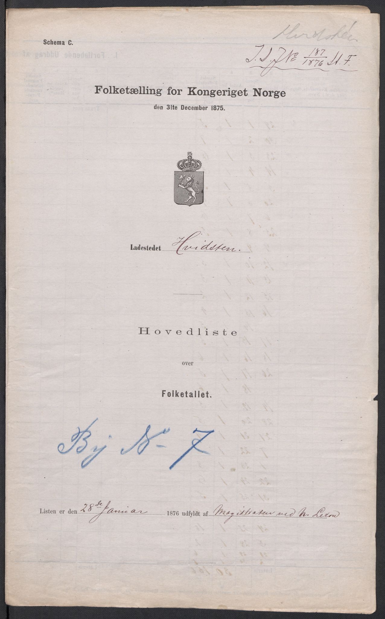 RA, 1875 census for 0202B Vestby/Hvitsten, 1875, p. 1