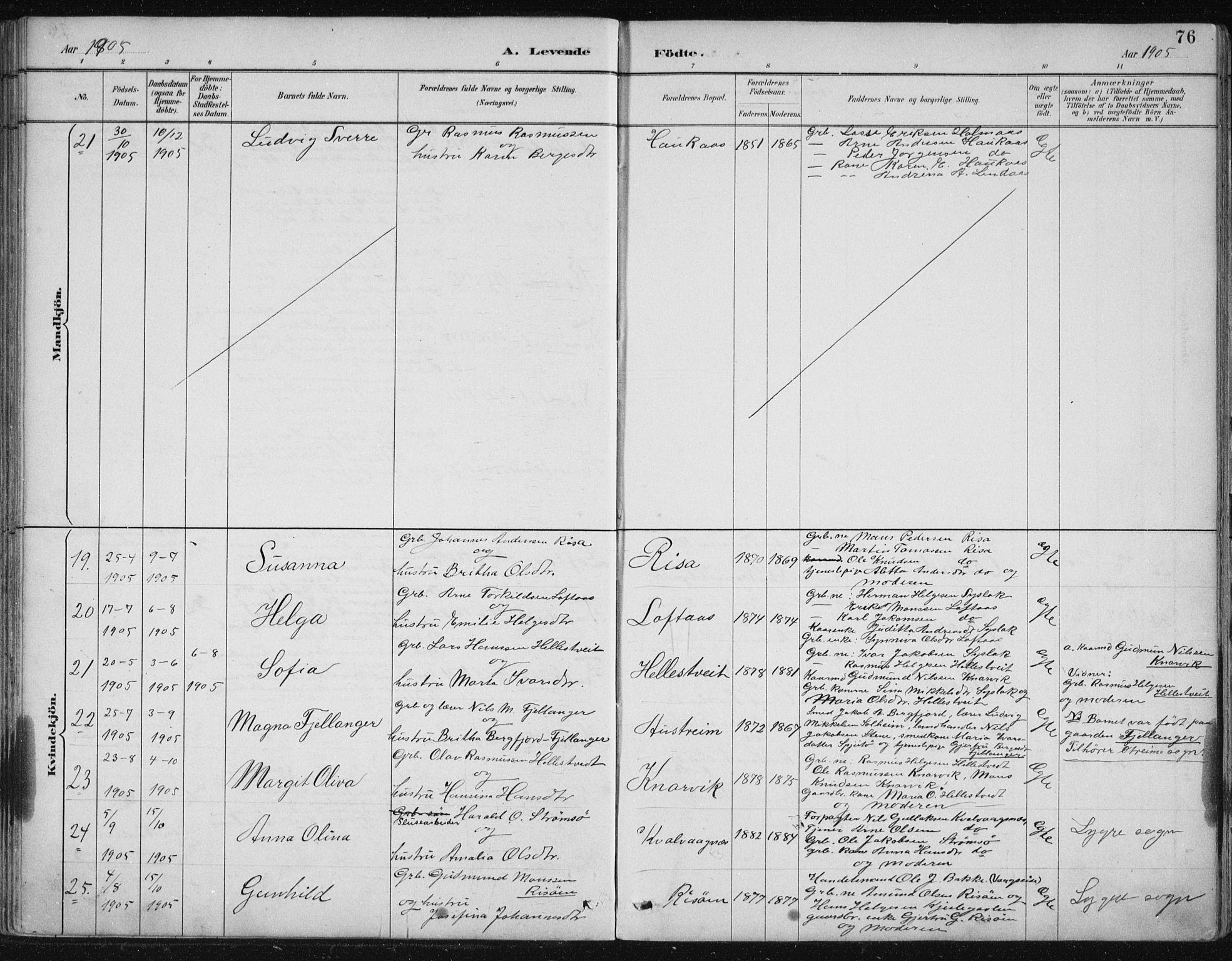 Lindås Sokneprestembete, SAB/A-76701/H/Hab: Parish register (copy) no. B 3, 1886-1914, p. 76