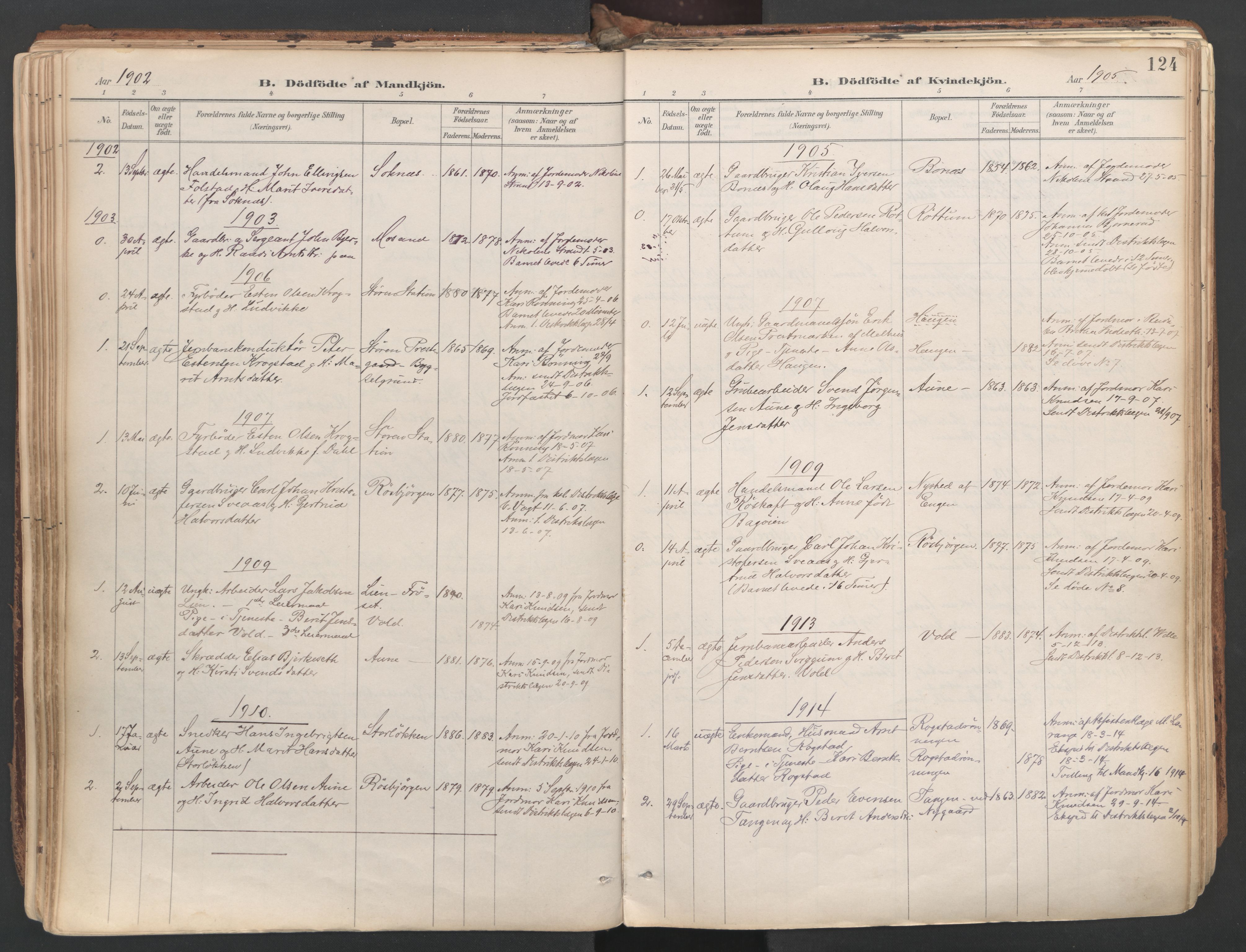 Ministerialprotokoller, klokkerbøker og fødselsregistre - Sør-Trøndelag, SAT/A-1456/687/L1004: Parish register (official) no. 687A10, 1891-1923, p. 124