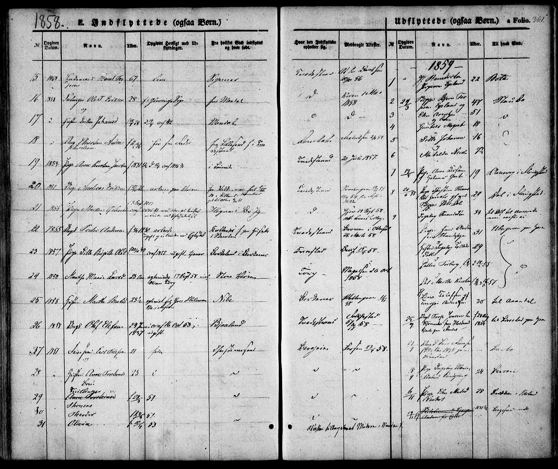 Holt sokneprestkontor, SAK/1111-0021/F/Fa/L0008: Parish register (official) no. A 8, 1849-1860, p. 361