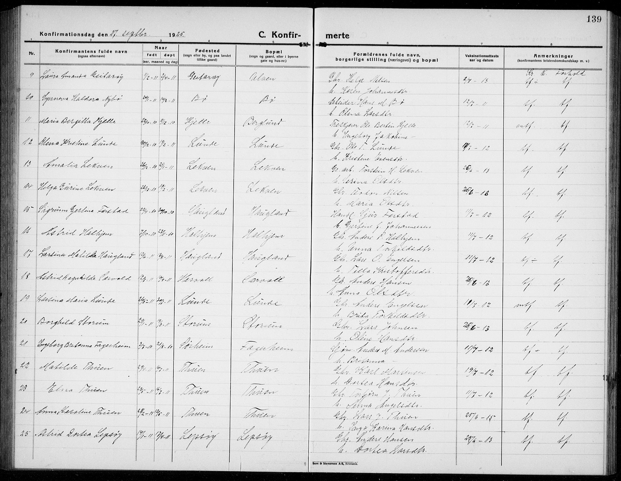 Os sokneprestembete, AV/SAB-A-99929: Parish register (copy) no. A 5, 1923-1941, p. 139