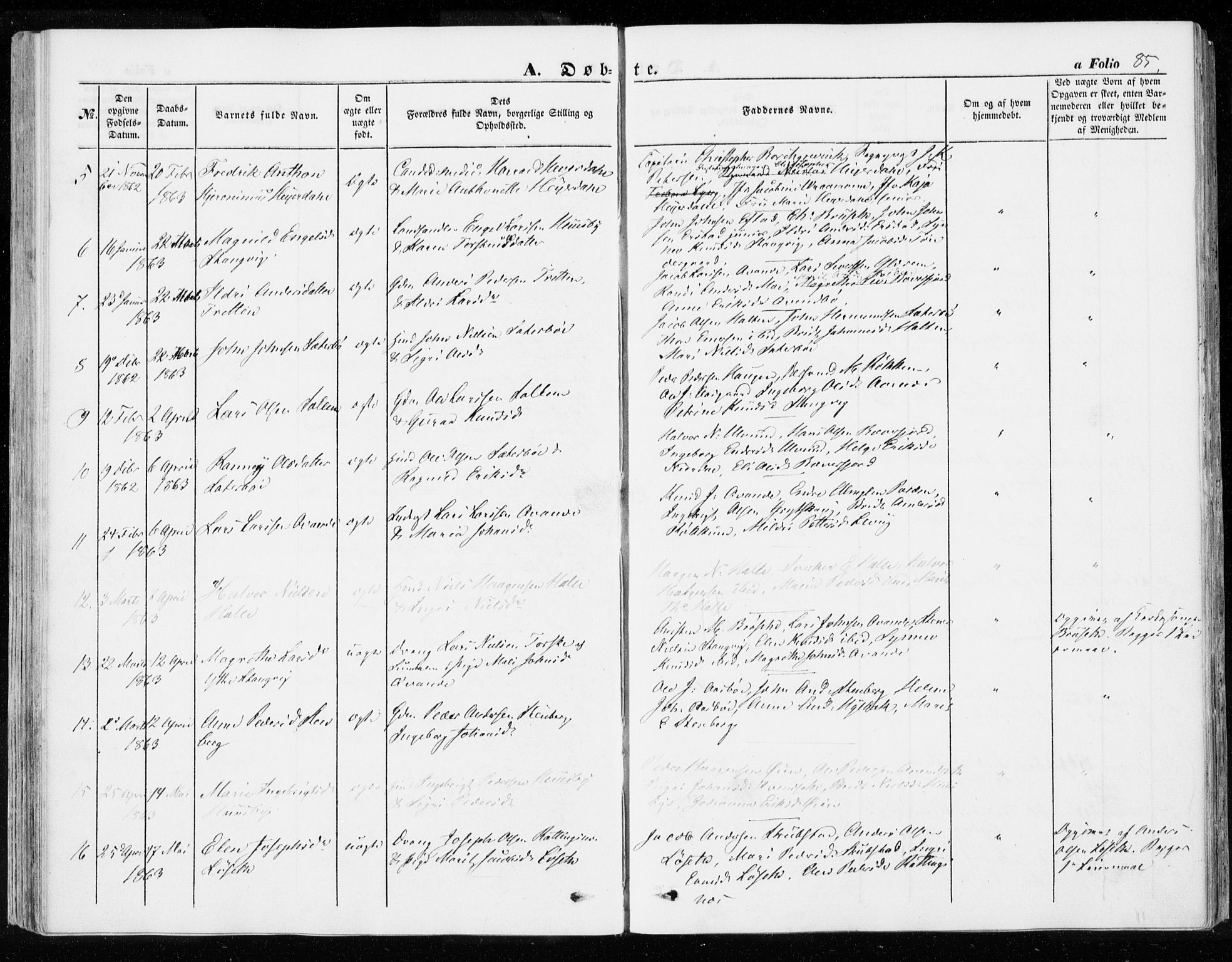 Ministerialprotokoller, klokkerbøker og fødselsregistre - Møre og Romsdal, SAT/A-1454/592/L1026: Parish register (official) no. 592A04, 1849-1867, p. 85