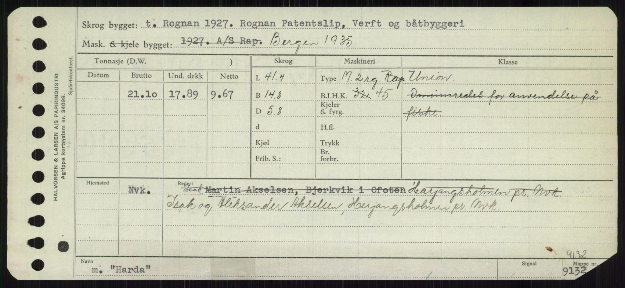 Sjøfartsdirektoratet med forløpere, Skipsmålingen, RA/S-1627/H/Ha/L0002/0002: Fartøy, Eik-Hill / Fartøy, G-Hill, p. 491