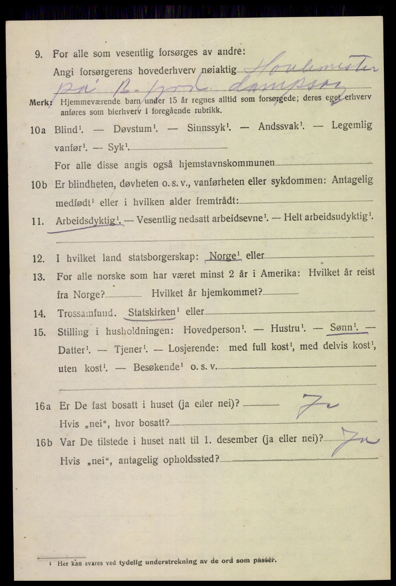 SAK, 1920 census for Hornnes, 1920, p. 576