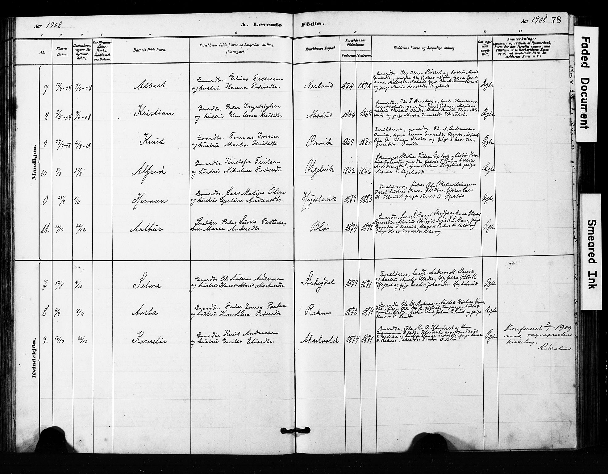 Ministerialprotokoller, klokkerbøker og fødselsregistre - Møre og Romsdal, AV/SAT-A-1454/563/L0737: Parish register (copy) no. 563C01, 1878-1916, p. 78