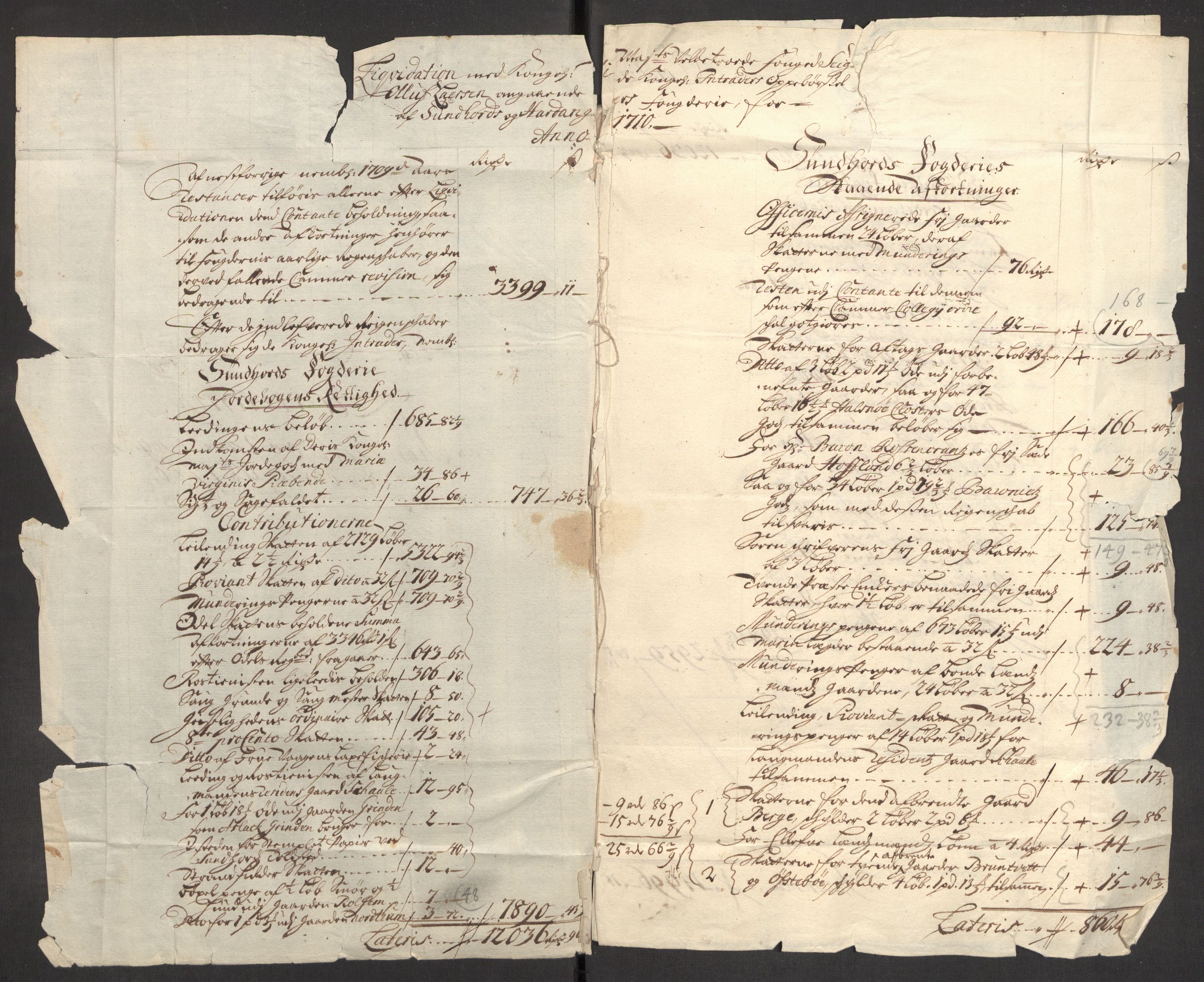 Rentekammeret inntil 1814, Reviderte regnskaper, Fogderegnskap, AV/RA-EA-4092/R48/L2986: Fogderegnskap Sunnhordland og Hardanger, 1709-1710, p. 353