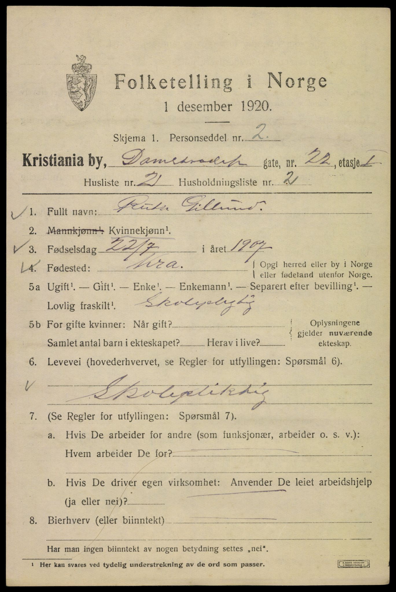 SAO, 1920 census for Kristiania, 1920, p. 194449