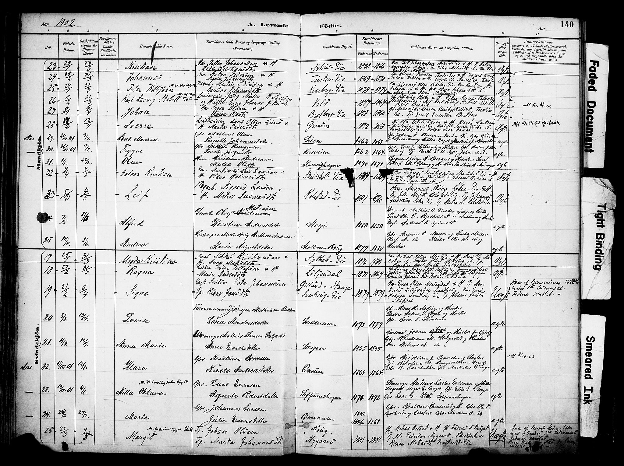 Ringsaker prestekontor, SAH/PREST-014/K/Ka/L0017: Parish register (official) no. 17, 1891-1902, p. 140
