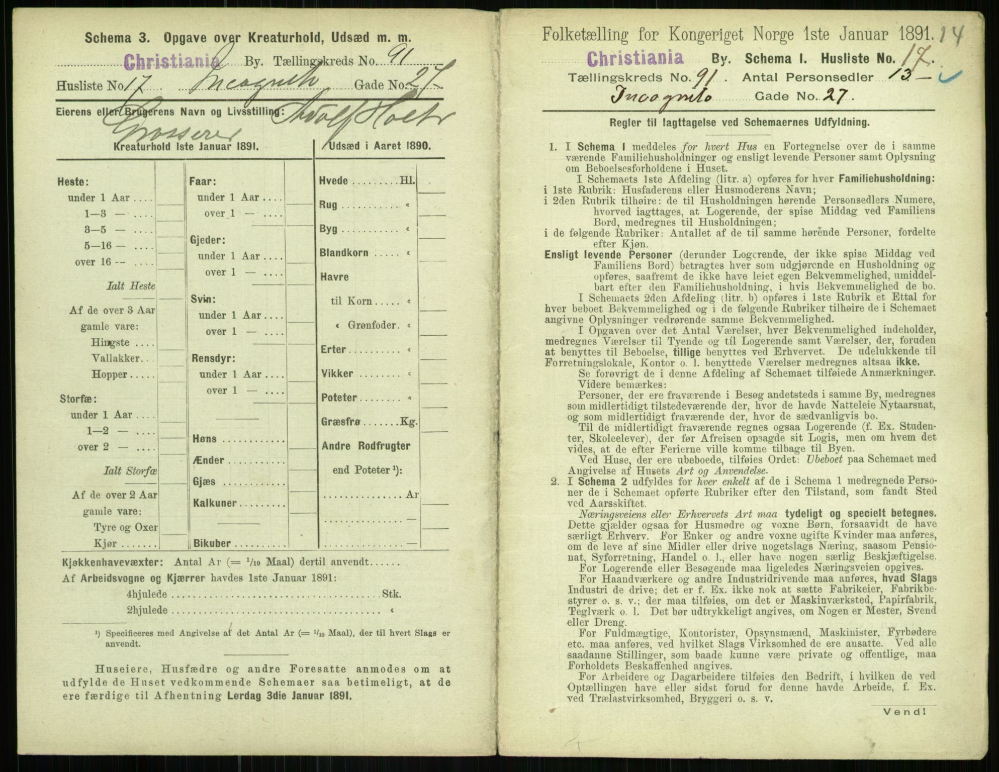 RA, 1891 census for 0301 Kristiania, 1891, p. 44634