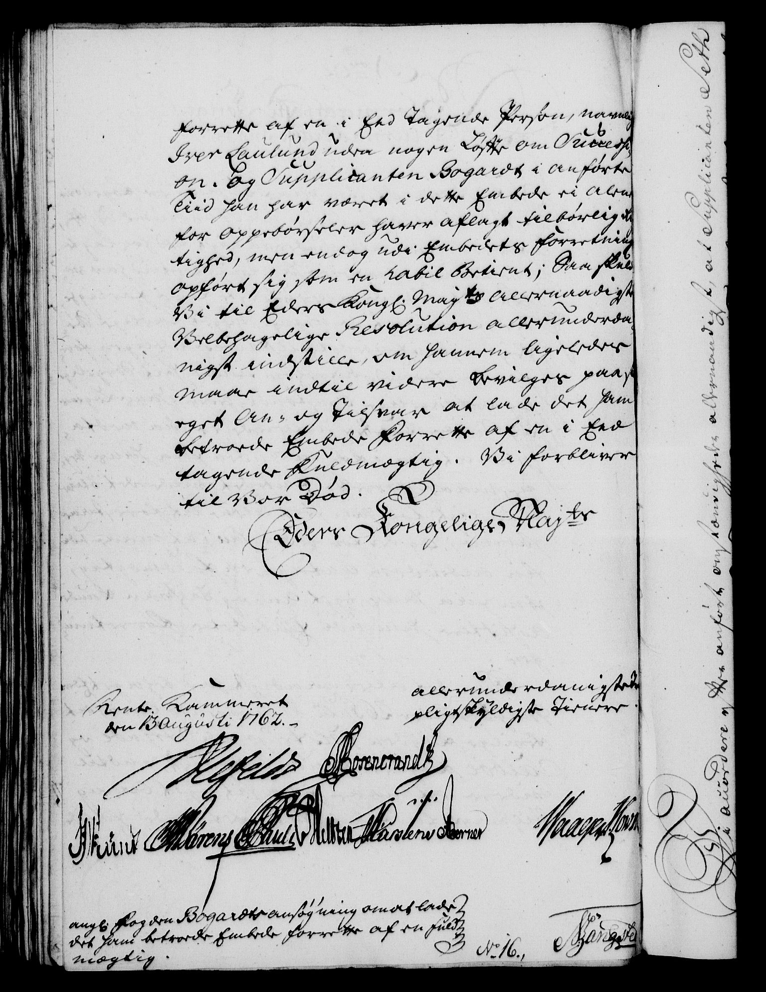 Rentekammeret, Kammerkanselliet, AV/RA-EA-3111/G/Gf/Gfa/L0044: Norsk relasjons- og resolusjonsprotokoll (merket RK 52.44), 1762, p. 356