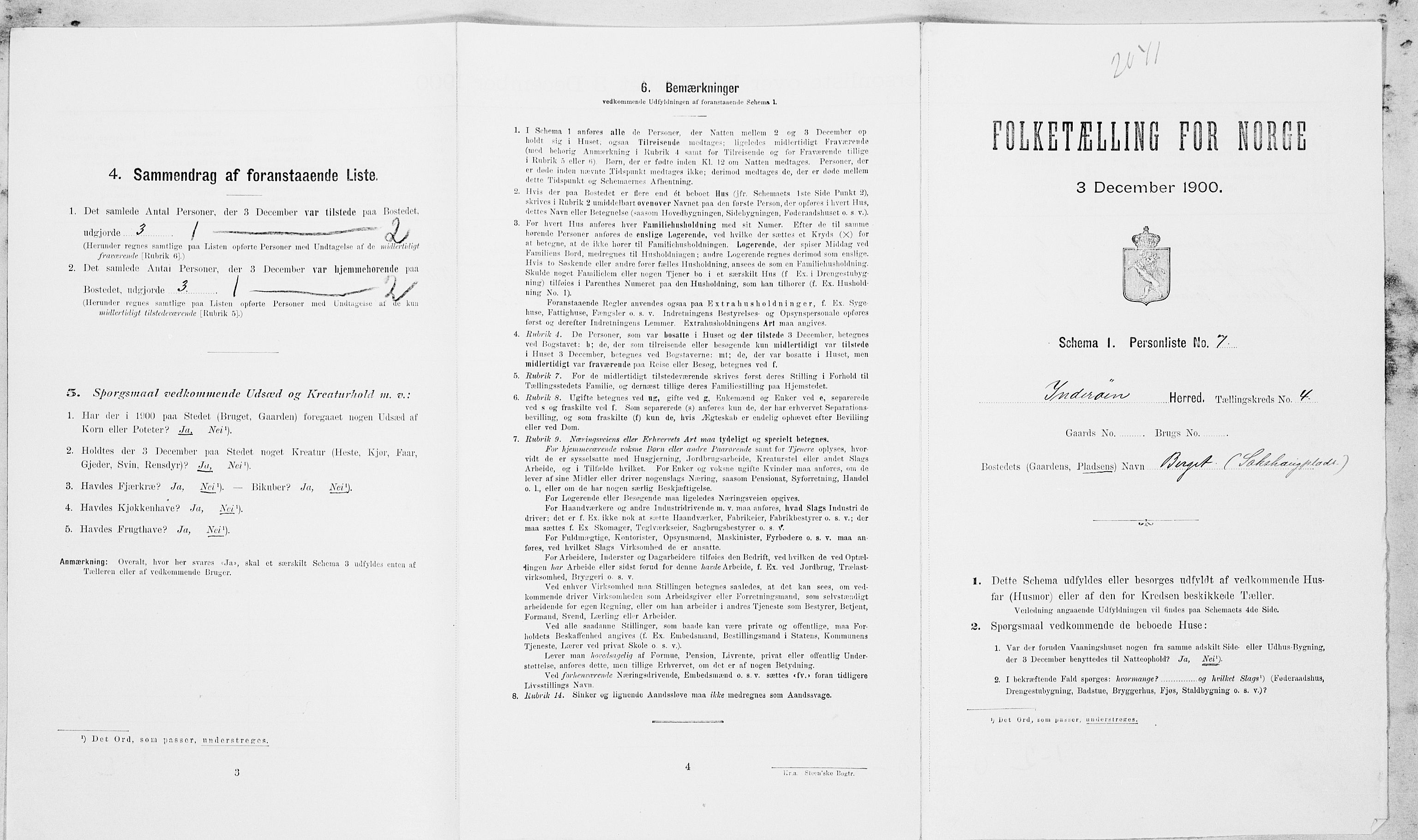 SAT, 1900 census for Inderøy, 1900, p. 606
