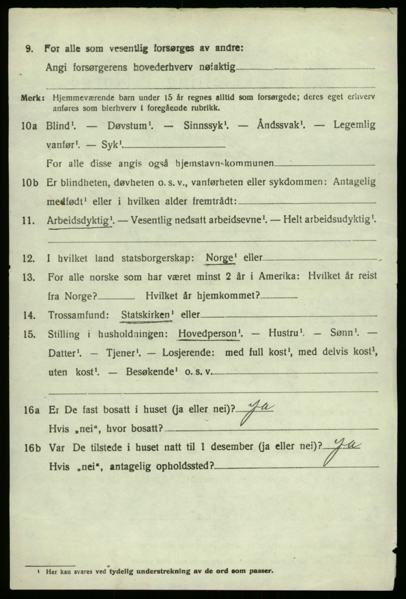 SAB, 1920 census for Haus, 1920, p. 2040