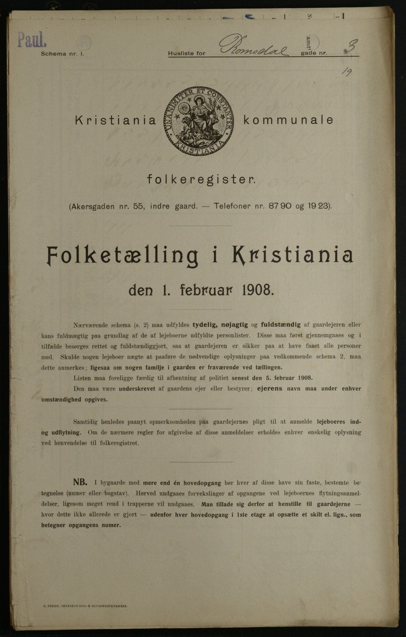 OBA, Municipal Census 1908 for Kristiania, 1908, p. 74753