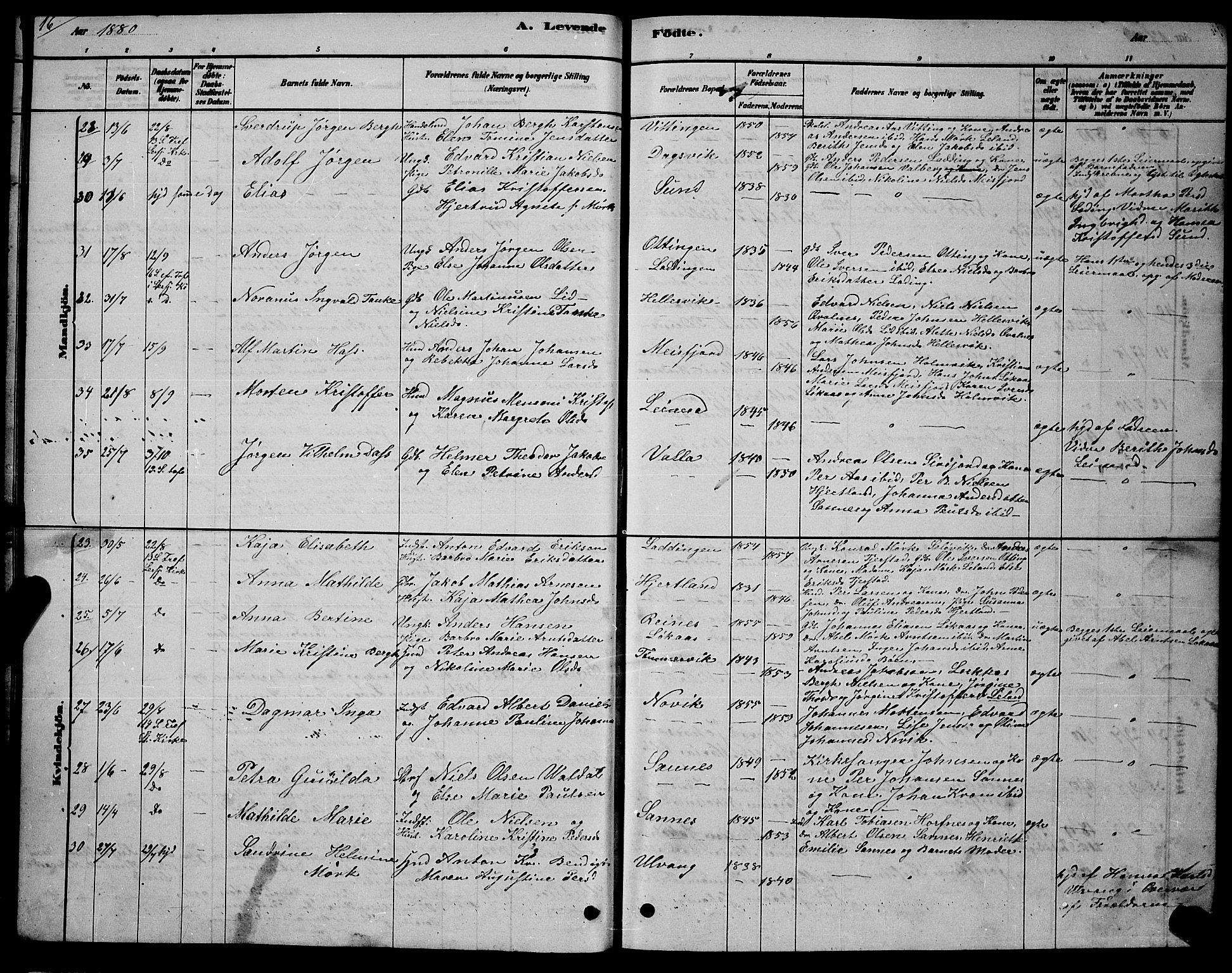 Ministerialprotokoller, klokkerbøker og fødselsregistre - Nordland, AV/SAT-A-1459/831/L0477: Parish register (copy) no. 831C04, 1878-1897, p. 16