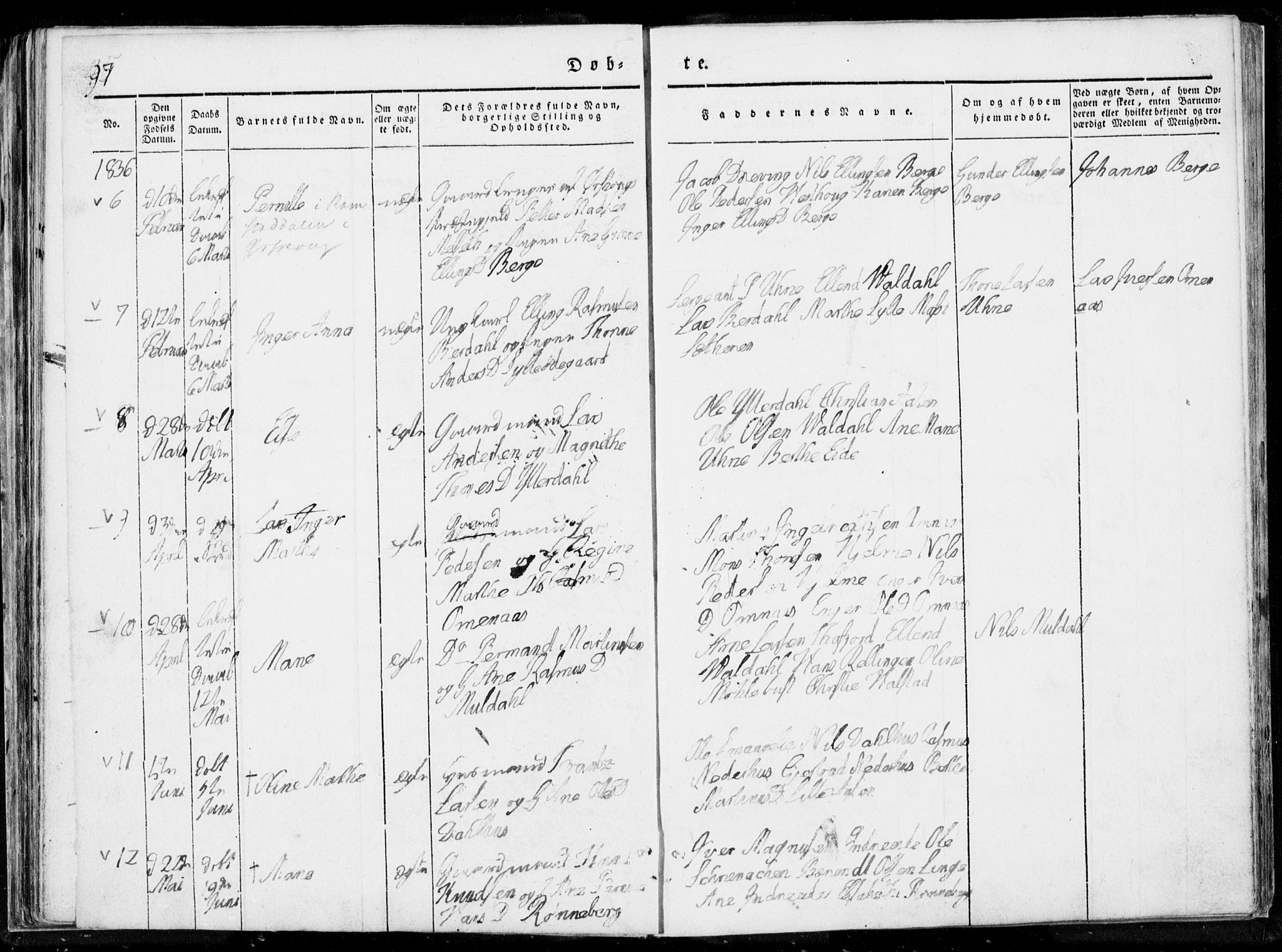 Ministerialprotokoller, klokkerbøker og fødselsregistre - Møre og Romsdal, AV/SAT-A-1454/519/L0247: Parish register (official) no. 519A06, 1827-1846, p. 97