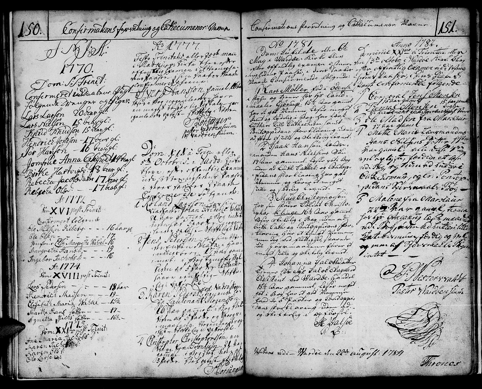 Vardø sokneprestkontor, SATØ/S-1332/H/Ha/L0001kirke: Parish register (official) no. 1, 1769-1804, p. 150-151