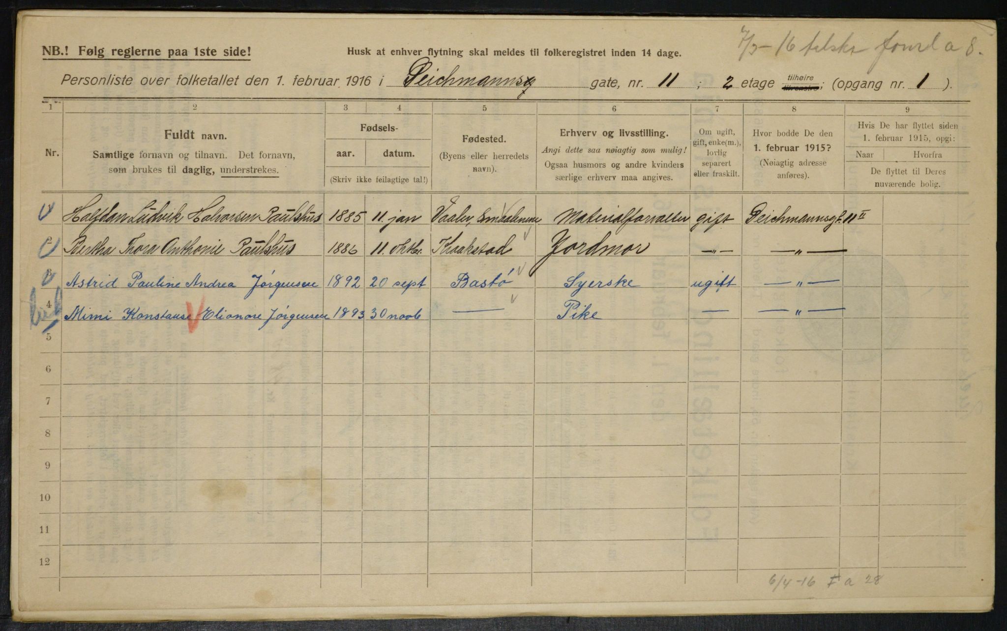 OBA, Municipal Census 1916 for Kristiania, 1916, p. 15701