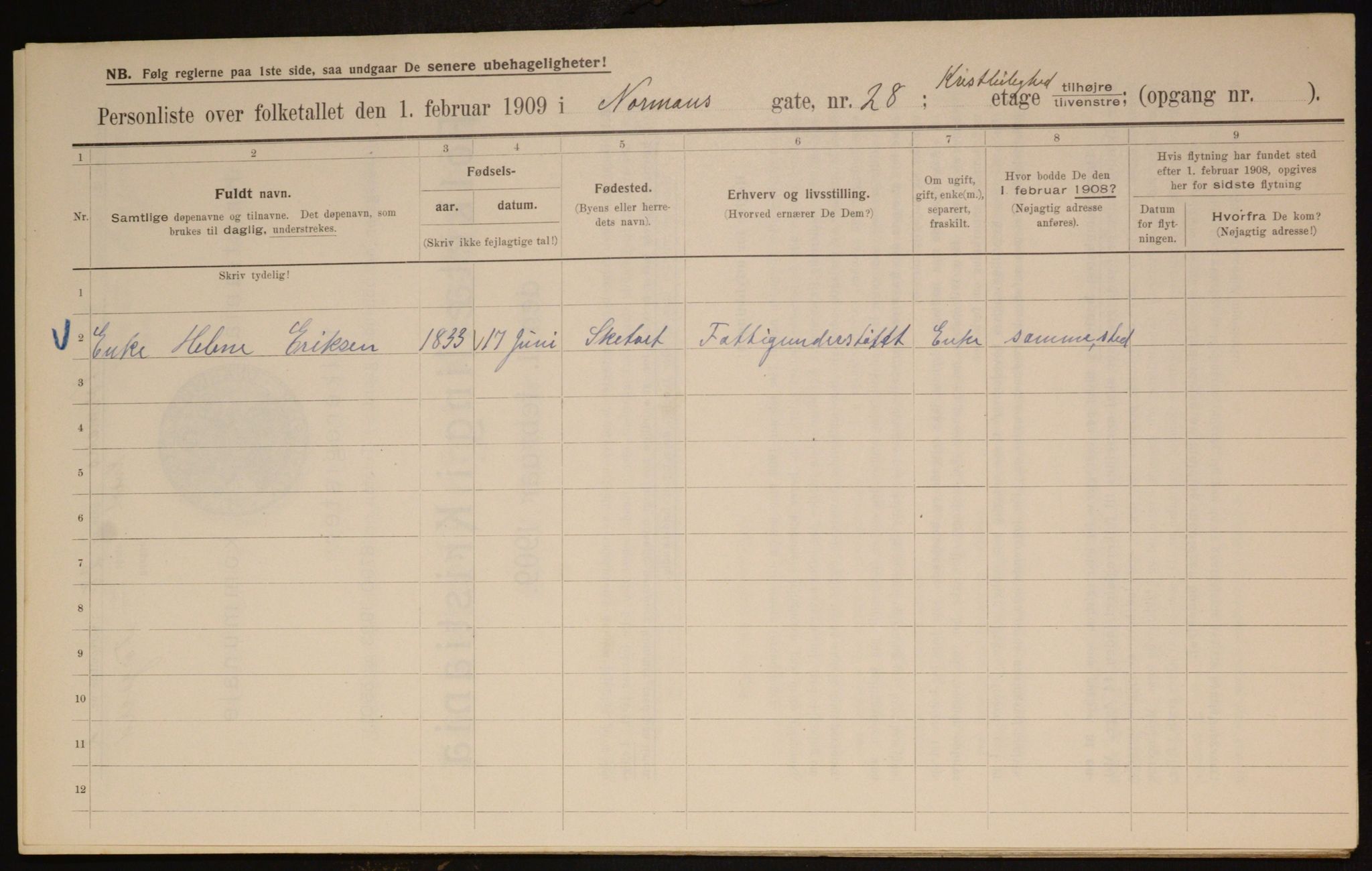 OBA, Municipal Census 1909 for Kristiania, 1909, p. 66592