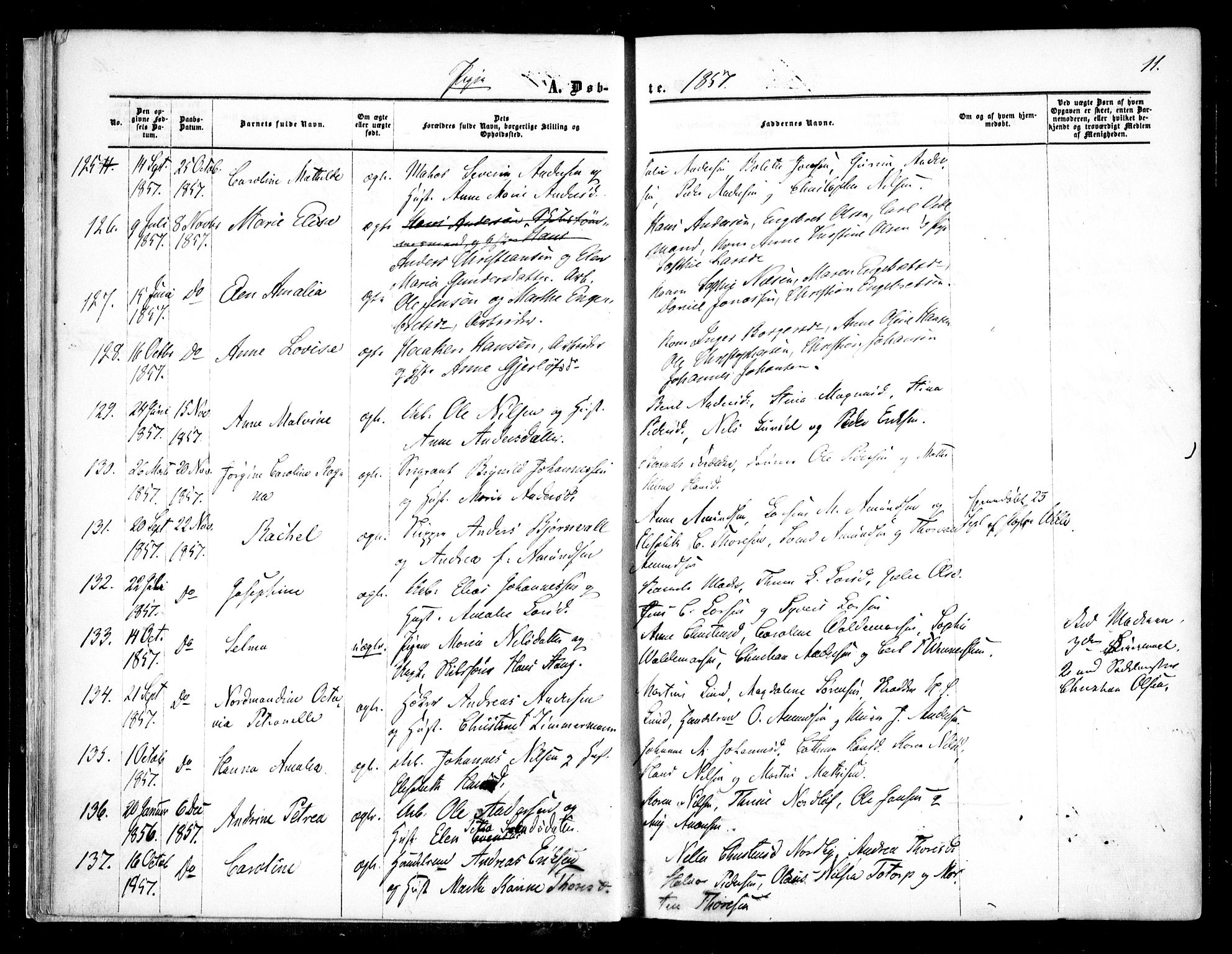 Halden prestekontor Kirkebøker, AV/SAO-A-10909/F/Fa/L0007: Parish register (official) no. I 7, 1857-1865, p. 11