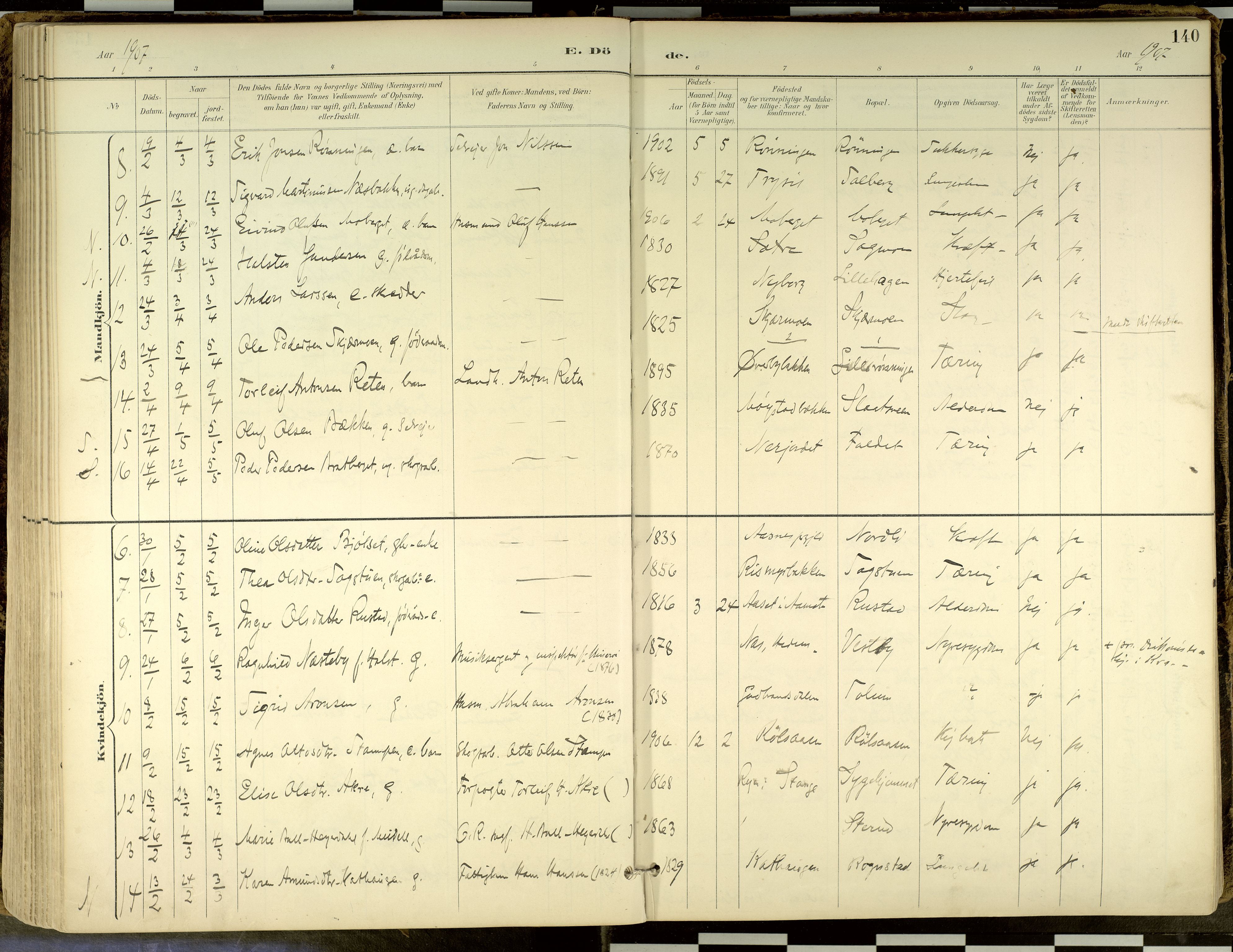 Elverum prestekontor, SAH/PREST-044/H/Ha/Haa/L0018: Parish register (official) no. 18, 1894-1914, p. 140