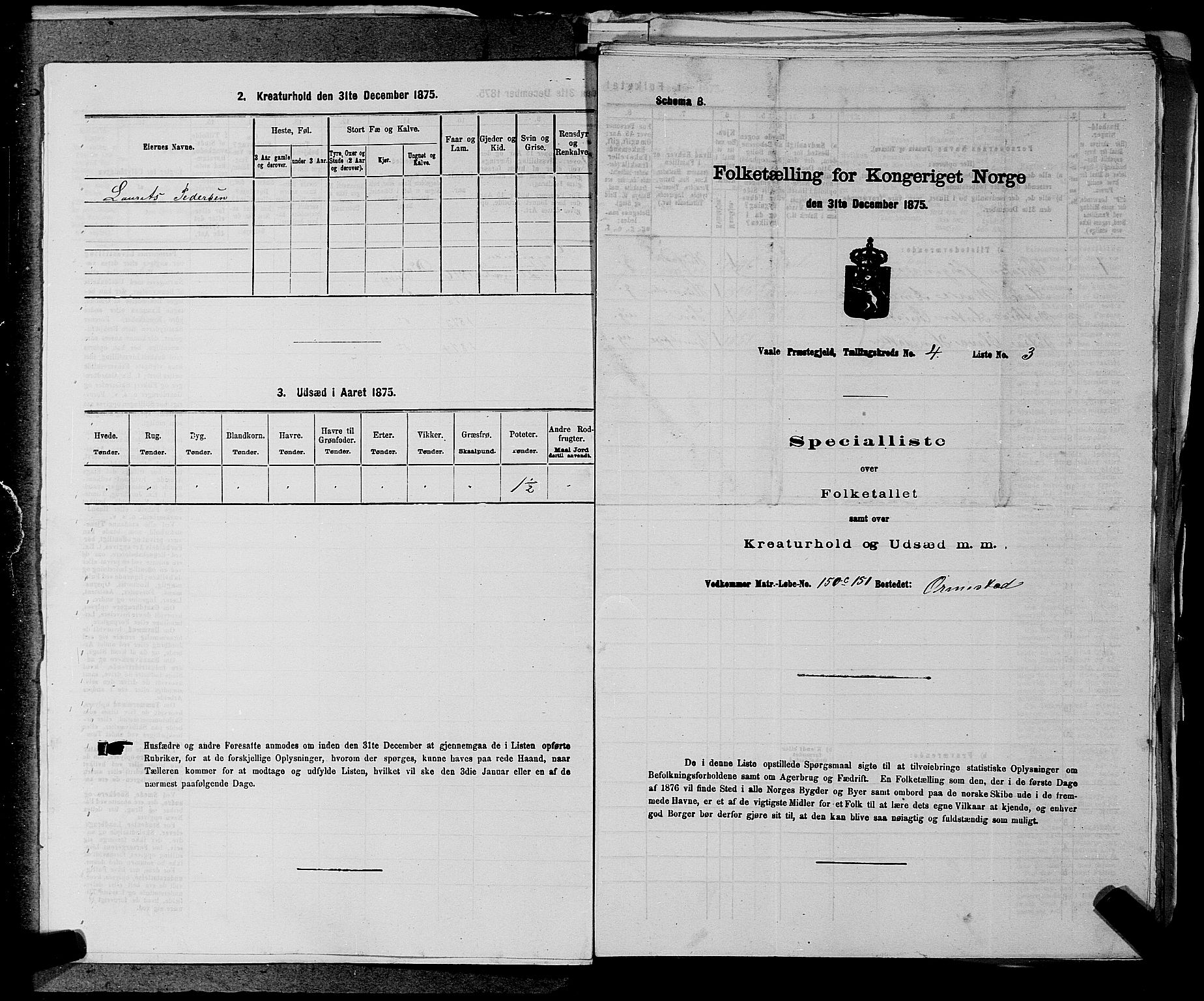 SAKO, 1875 census for 0716P Våle, 1875, p. 519