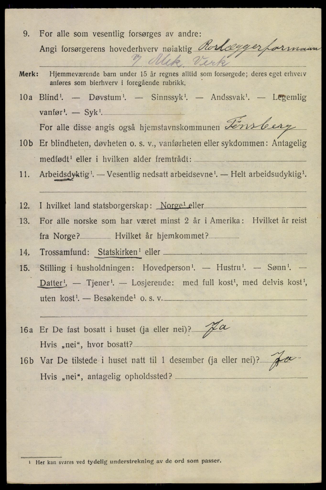 SAKO, 1920 census for Tønsberg, 1920, p. 15320