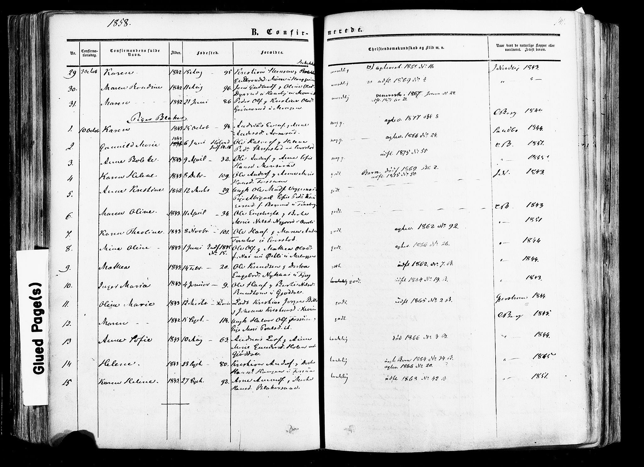 Aurskog prestekontor Kirkebøker, AV/SAO-A-10304a/F/Fa/L0007: Parish register (official) no. I 7, 1854-1877, p. 141