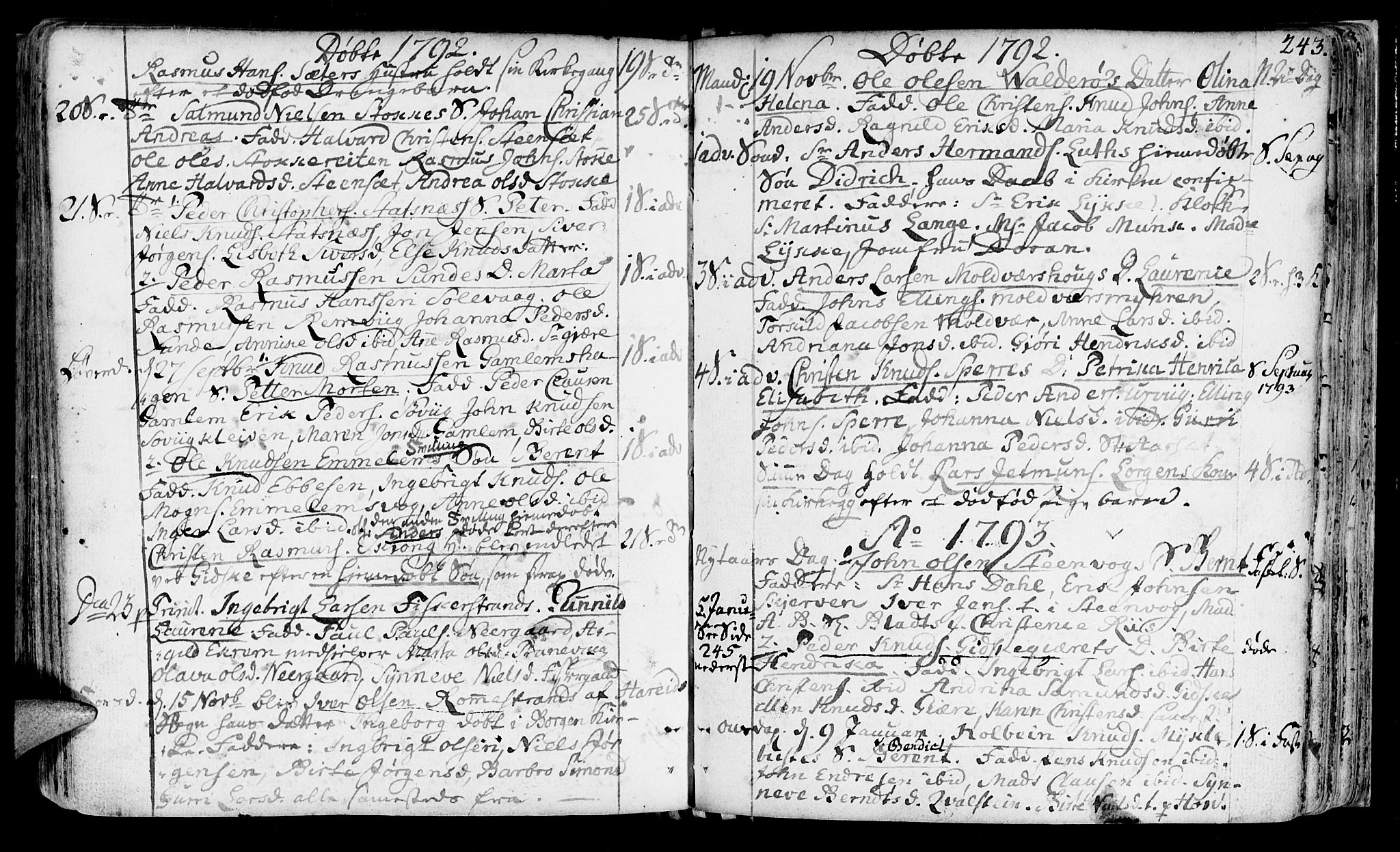 Ministerialprotokoller, klokkerbøker og fødselsregistre - Møre og Romsdal, AV/SAT-A-1454/528/L0392: Parish register (official) no. 528A03, 1762-1800, p. 243