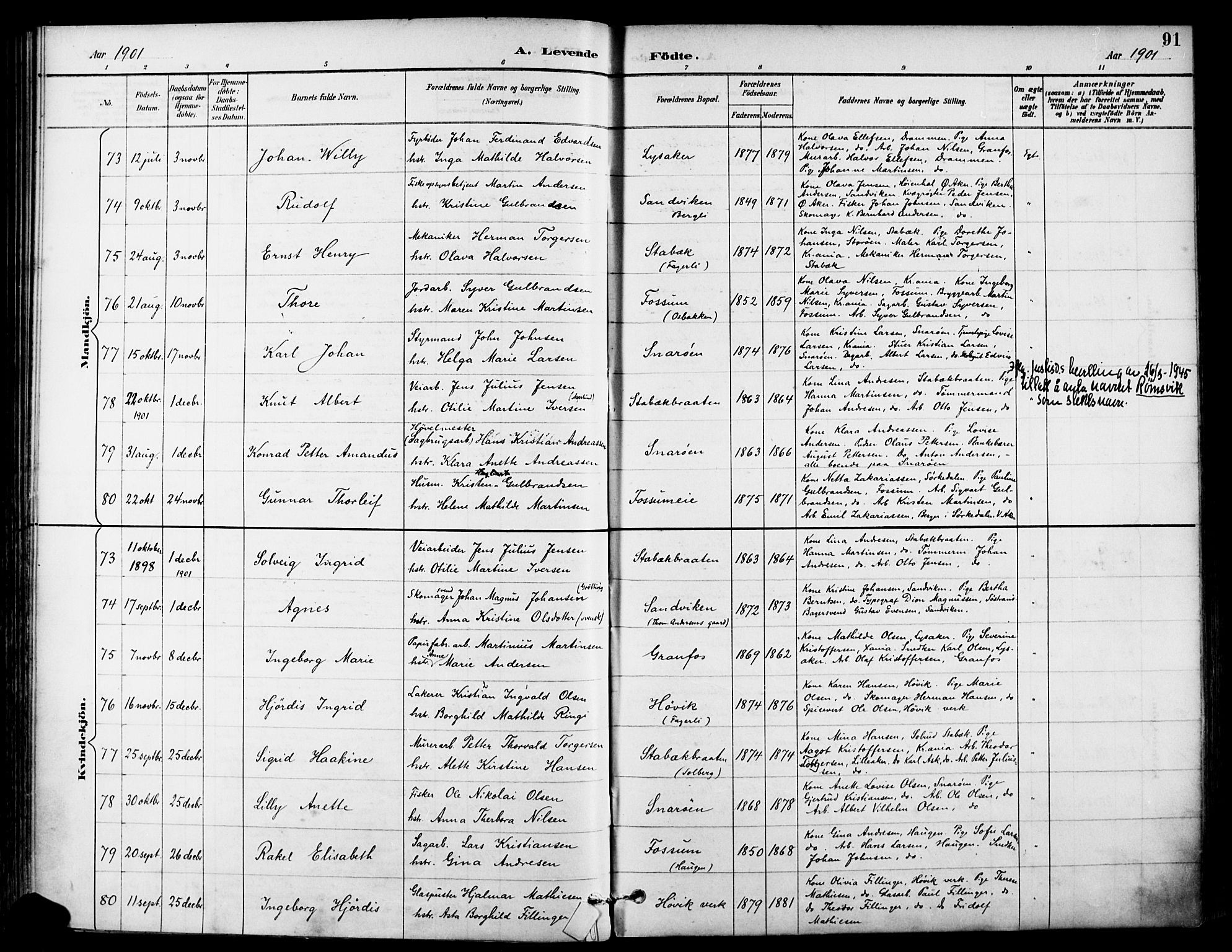 Asker prestekontor Kirkebøker, SAO/A-10256a/F/Fc/L0003: Parish register (official) no. III 3, 1892-1904, p. 91