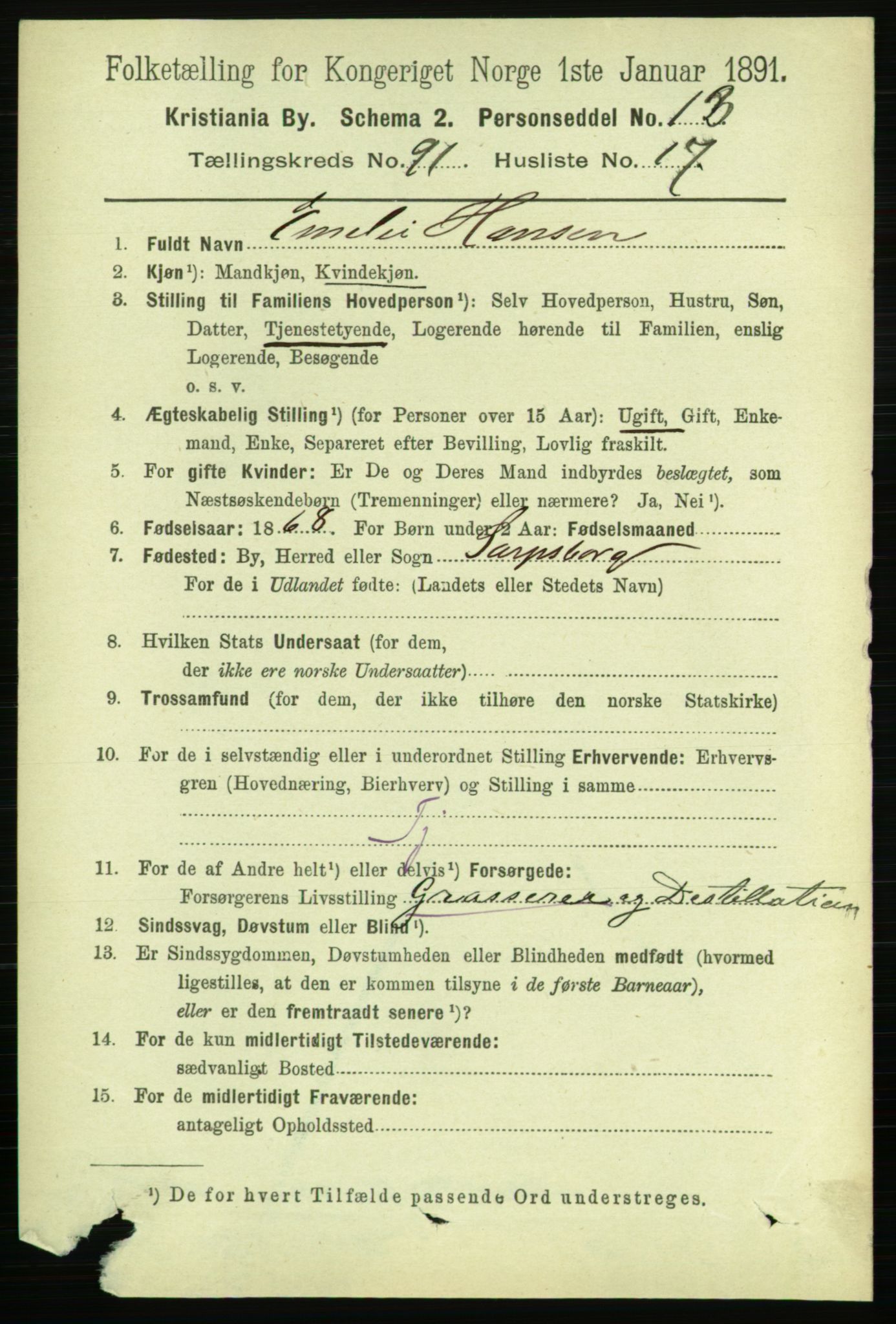 RA, 1891 census for 0301 Kristiania, 1891, p. 44822