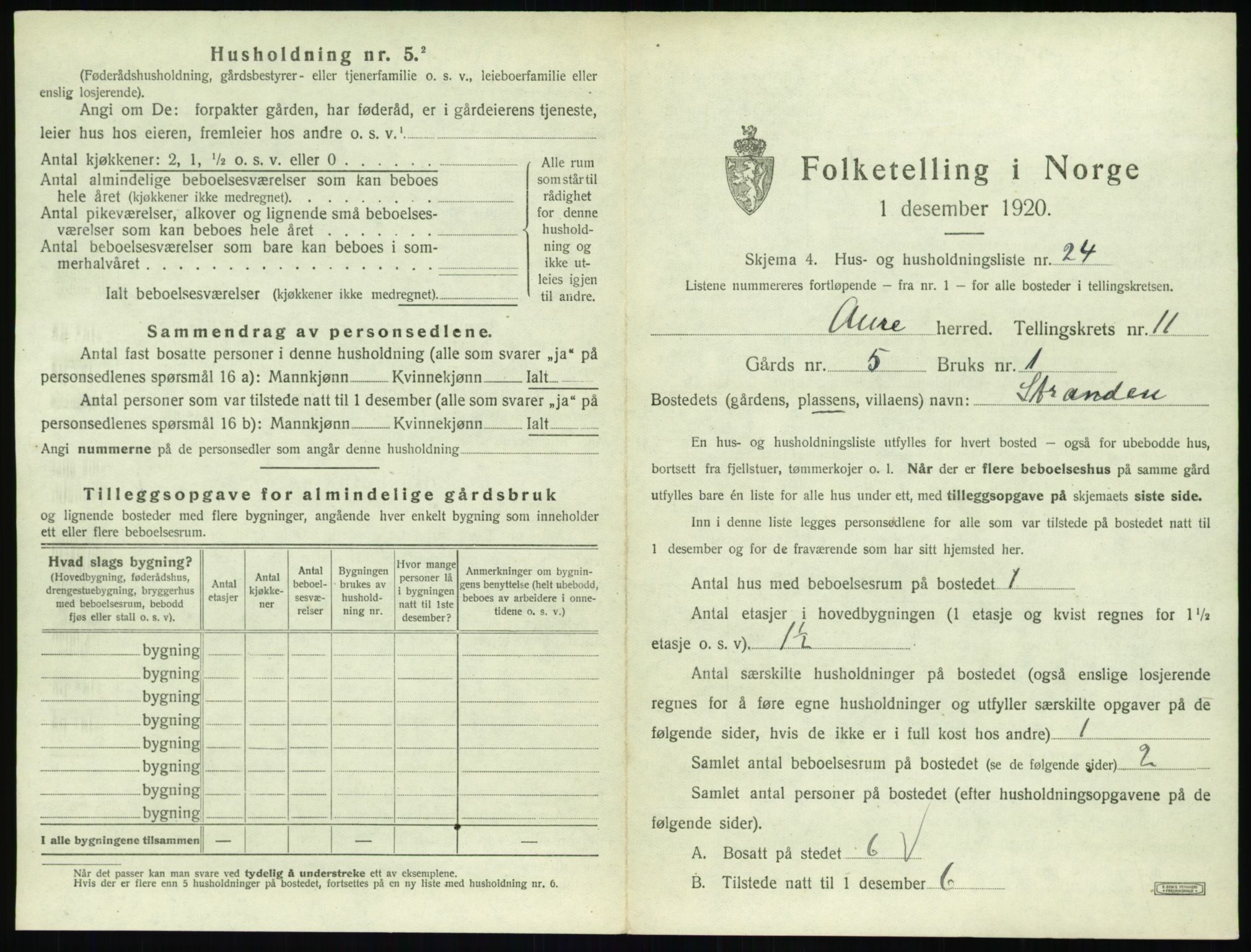 SAT, 1920 census for Aure, 1920, p. 686