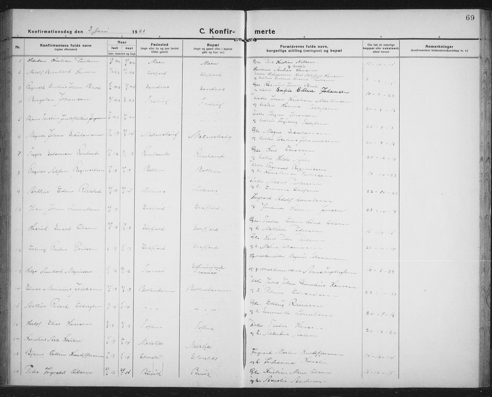 Lenvik sokneprestembete, SATØ/S-1310/H/Ha/Hab/L0023klokker: Parish register (copy) no. 23, 1918-1936, p. 69