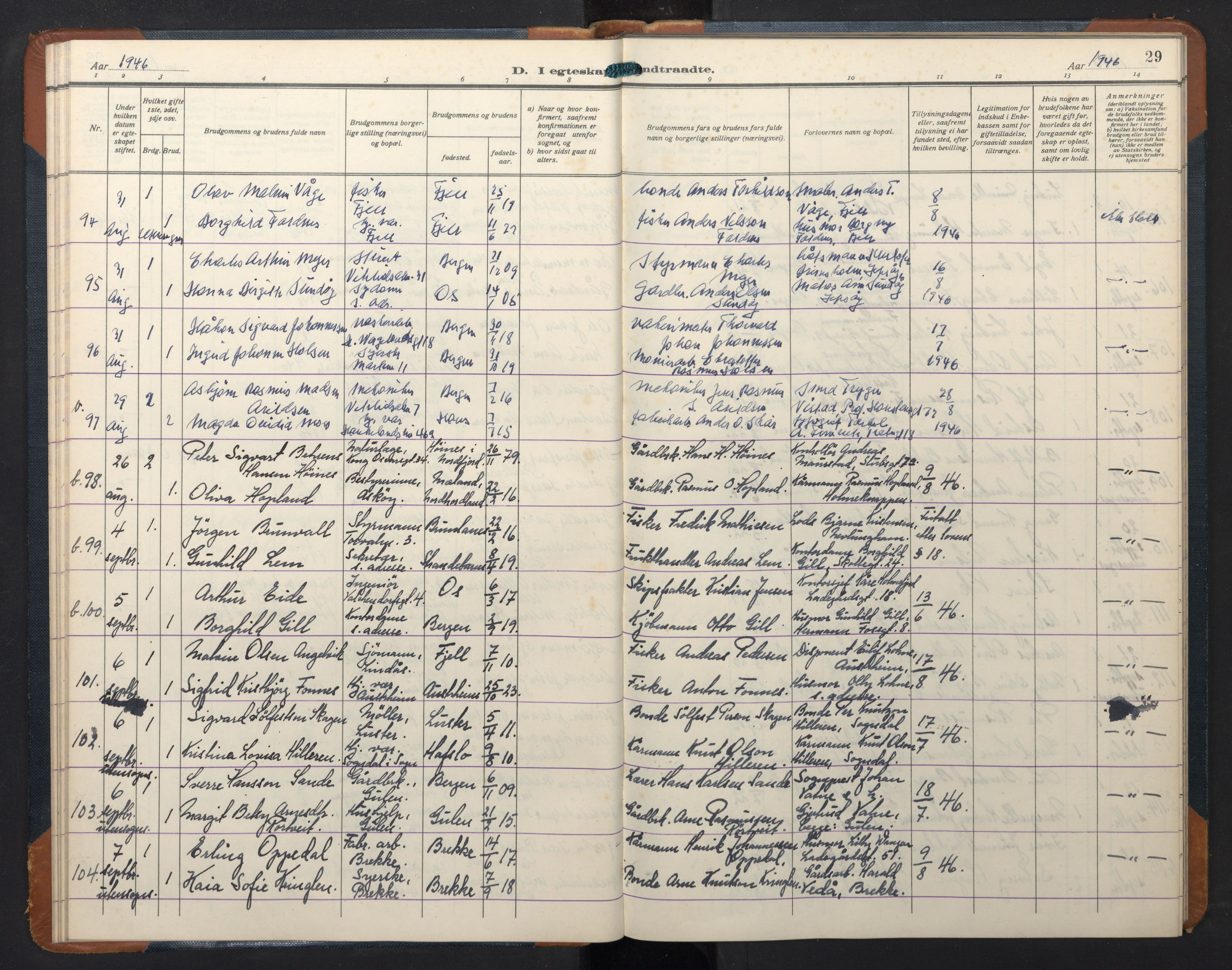 Korskirken sokneprestembete, AV/SAB-A-76101/H/Hab: Parish register (copy) no. D 6, 1944-1956, p. 28b-29a