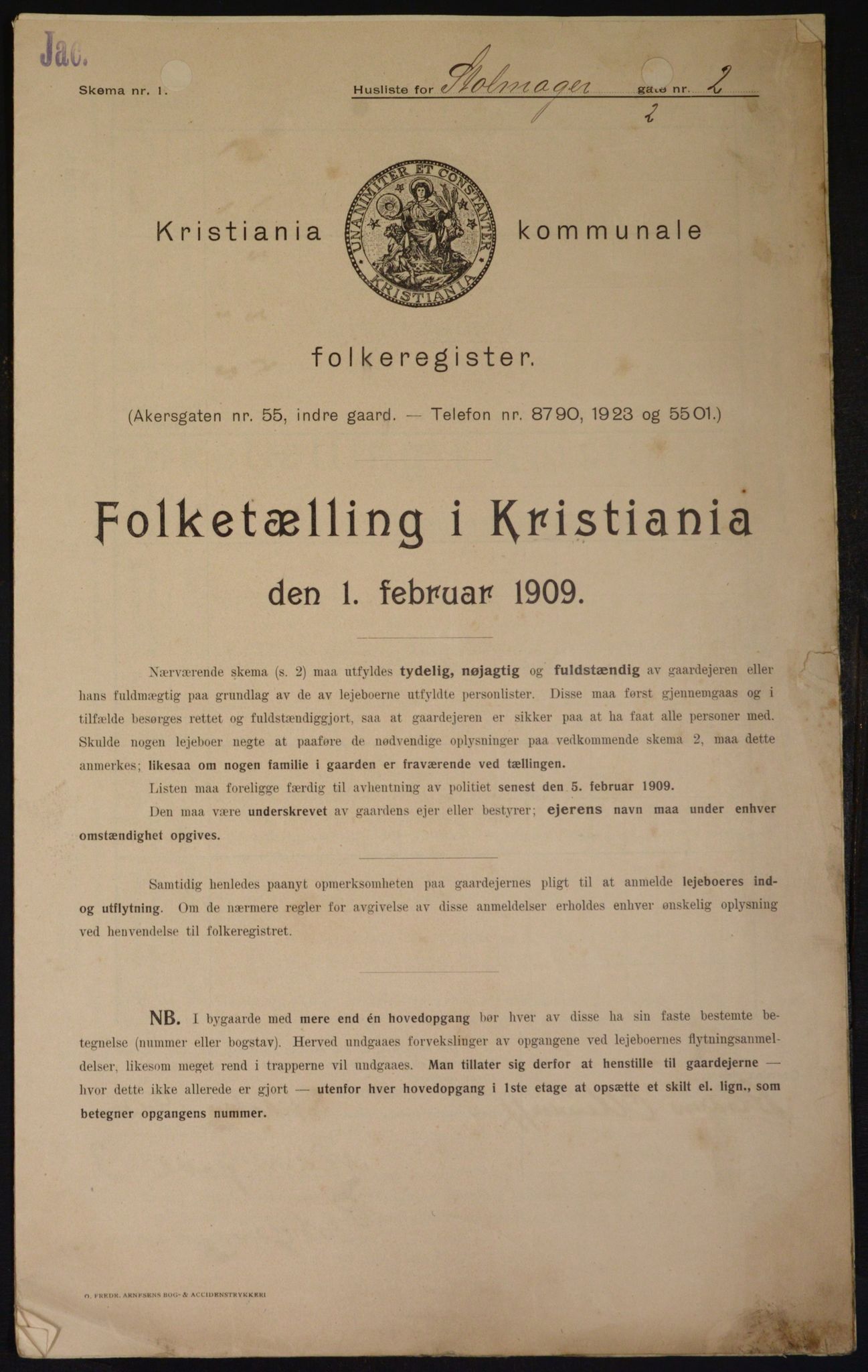 OBA, Municipal Census 1909 for Kristiania, 1909, p. 92784