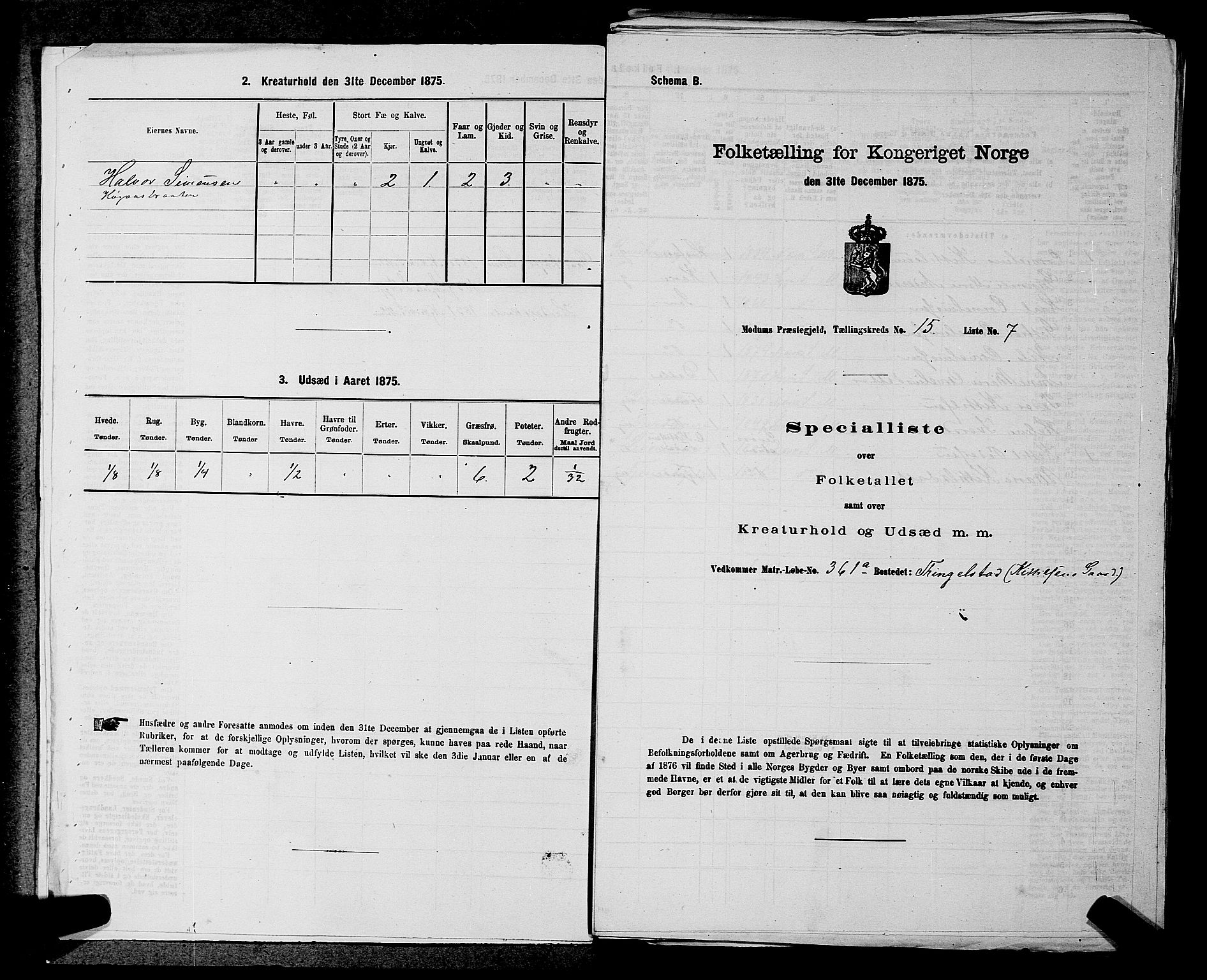 SAKO, 1875 census for 0623P Modum, 1875, p. 1791