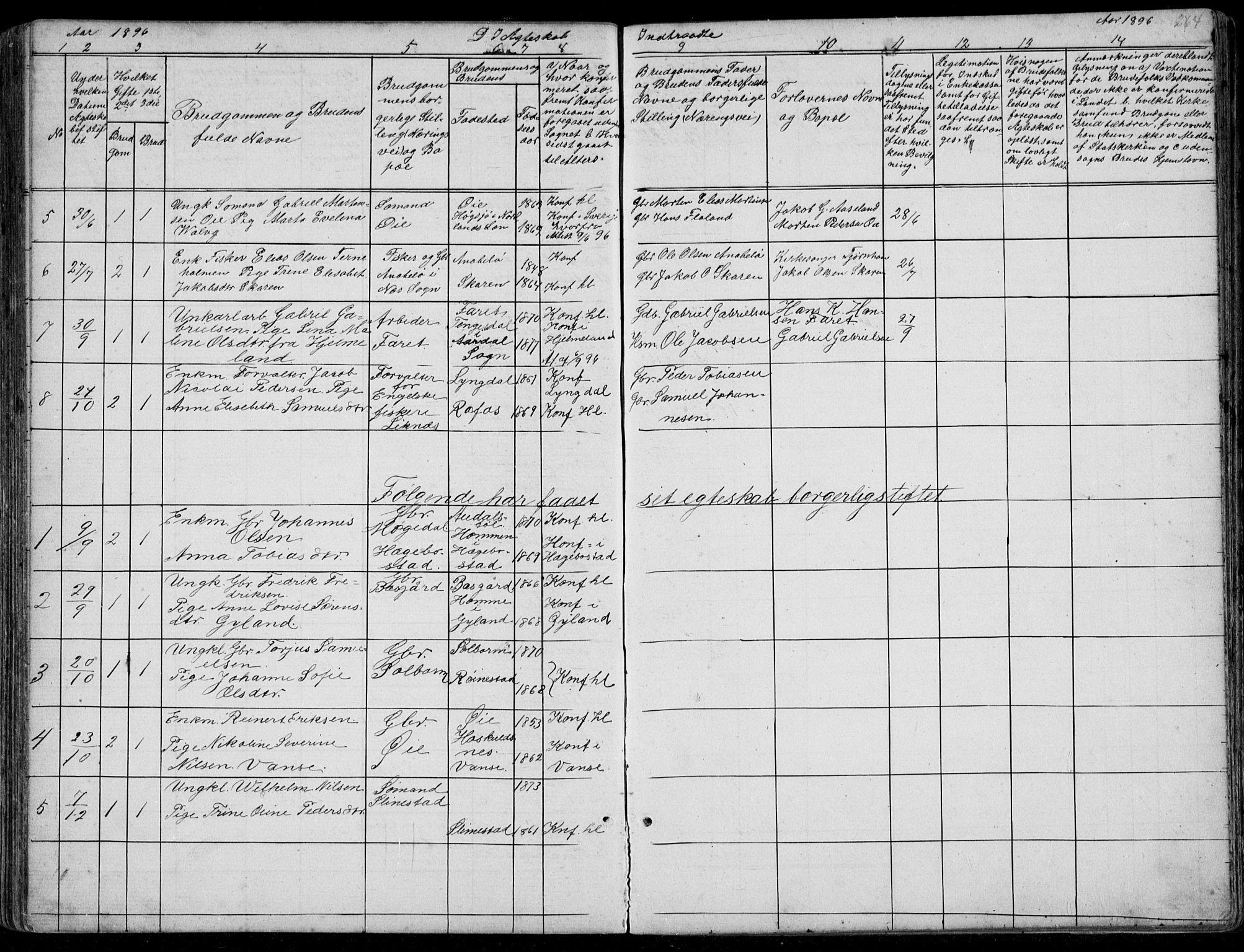 Kvinesdal sokneprestkontor, AV/SAK-1111-0026/F/Fb/Fbb/L0002: Parish register (copy) no. B 2, 1873-1897, p. 264