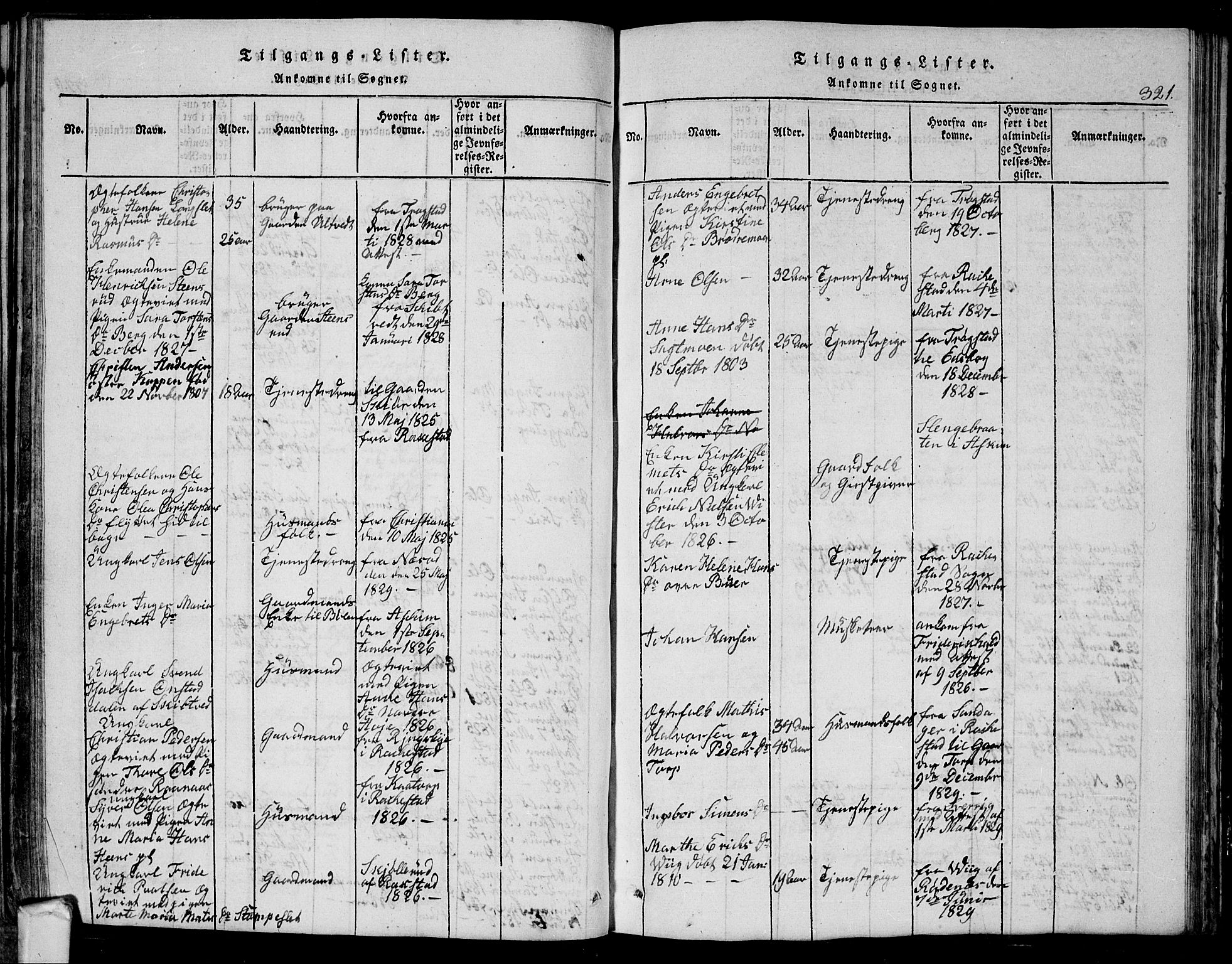 Eidsberg prestekontor Kirkebøker, SAO/A-10905/G/Ga/L0001: Parish register (copy) no. I 1, 1814-1831, p. 321
