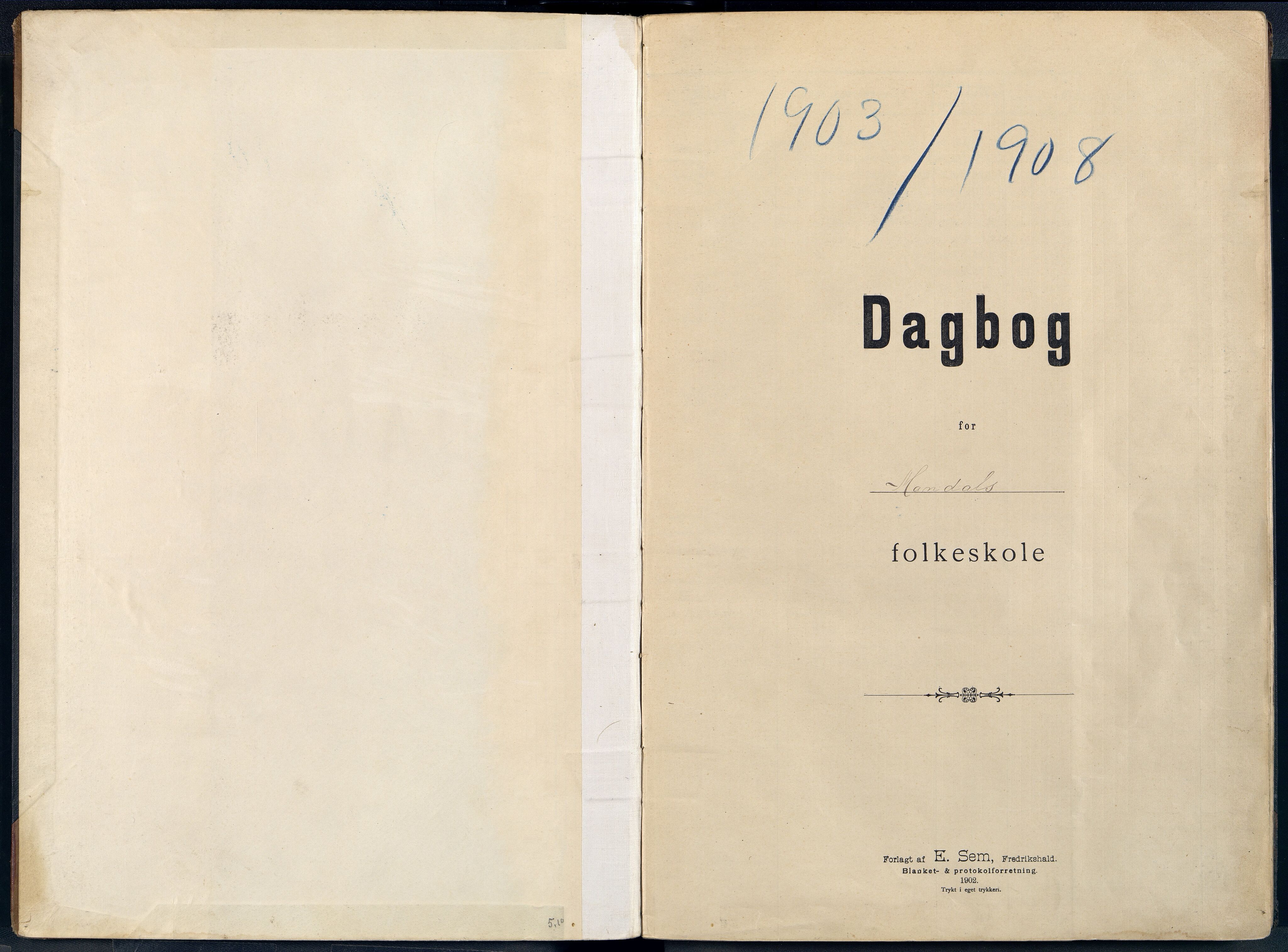 Mandal By - Mandal Allmueskole/Folkeskole/Skole, ARKSOR/1002MG551/I/L0041: Dagbok, 1903-1908