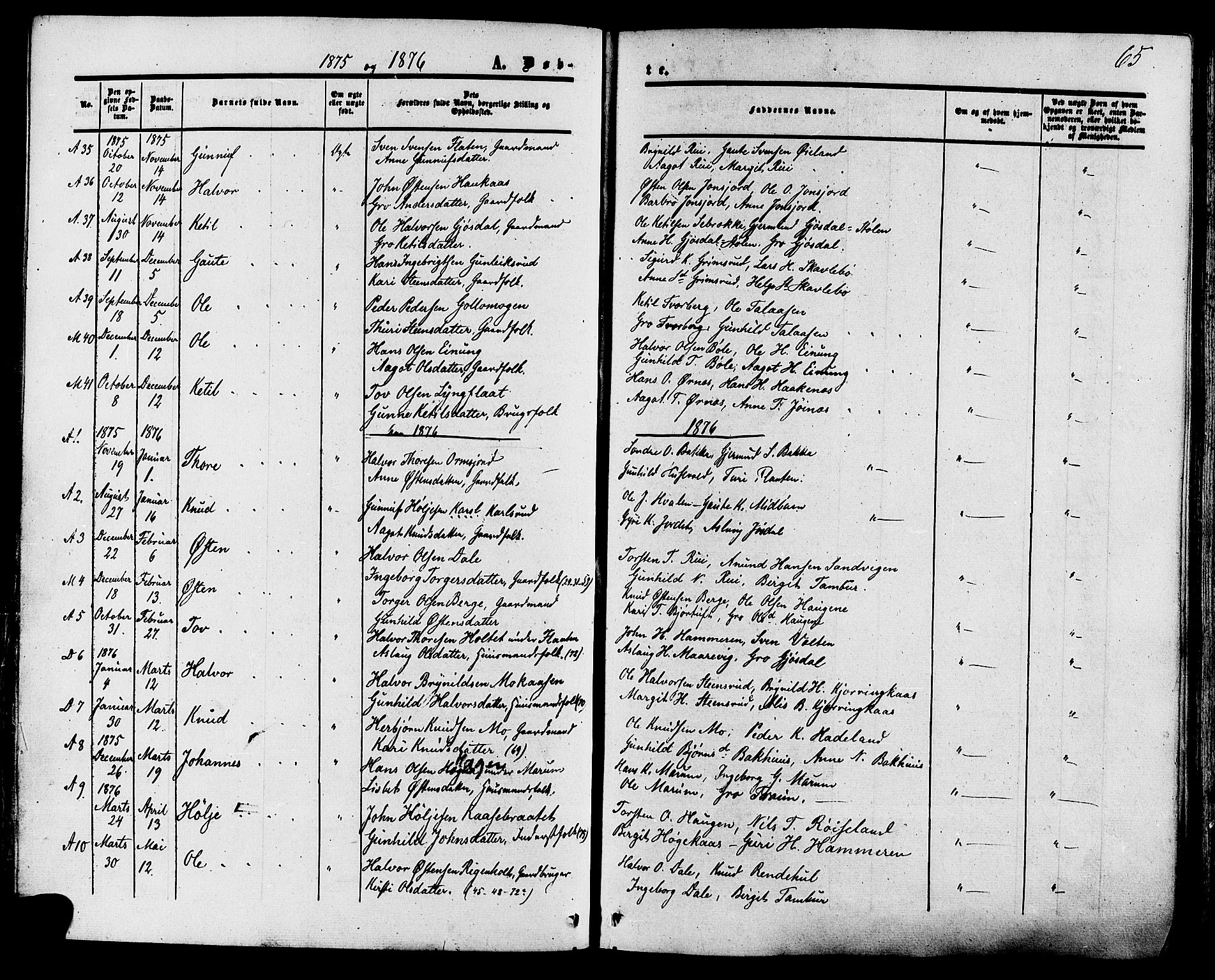 Tinn kirkebøker, SAKO/A-308/F/Fa/L0006: Parish register (official) no. I 6, 1857-1878, p. 65