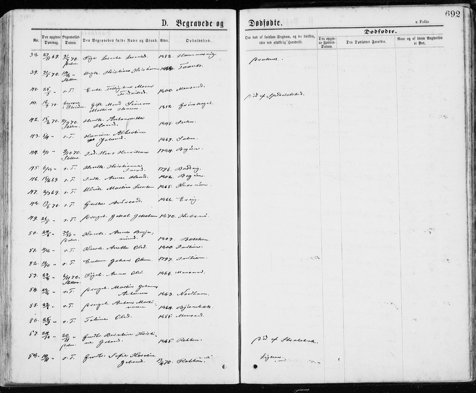 Ministerialprotokoller, klokkerbøker og fødselsregistre - Sør-Trøndelag, SAT/A-1456/640/L0576: Parish register (official) no. 640A01, 1846-1876, p. 692
