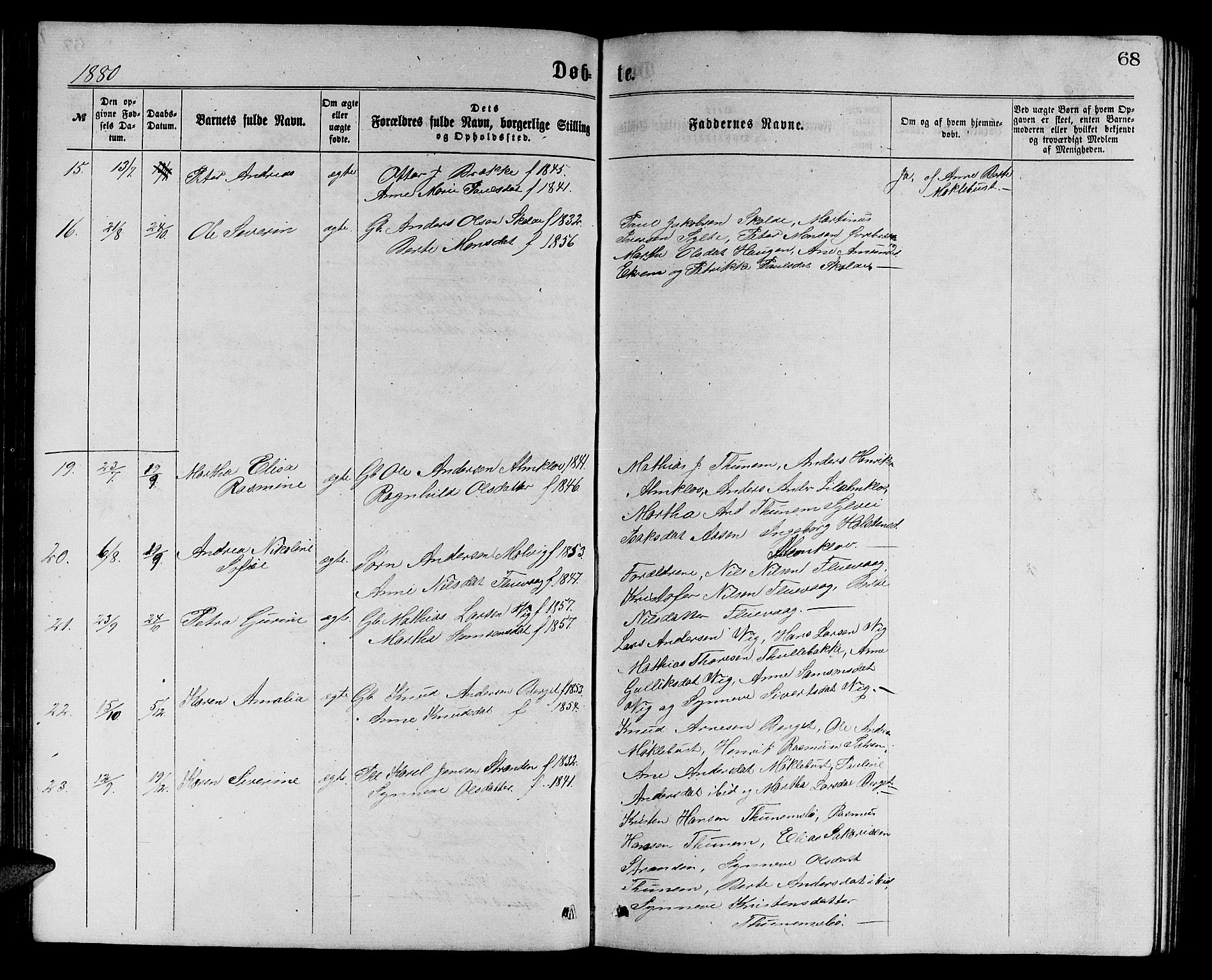 Ministerialprotokoller, klokkerbøker og fødselsregistre - Møre og Romsdal, SAT/A-1454/501/L0016: Parish register (copy) no. 501C02, 1868-1884, p. 68